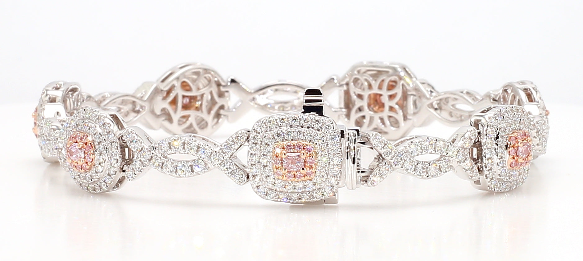 Natural Pink Cushion Diamond Bracelet Gia Certified