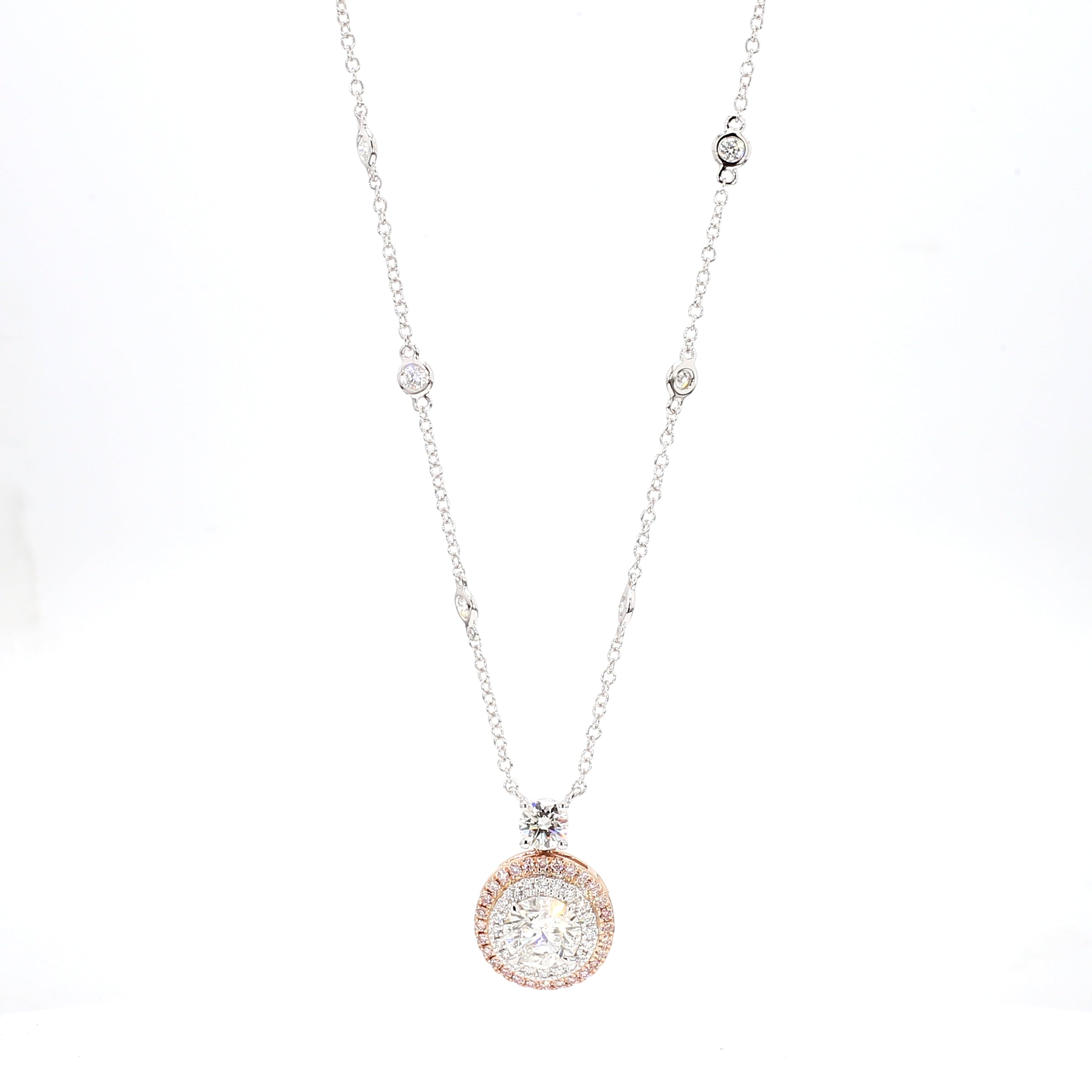 Natural White Round Diamond Necklace Gia CERTIFIED