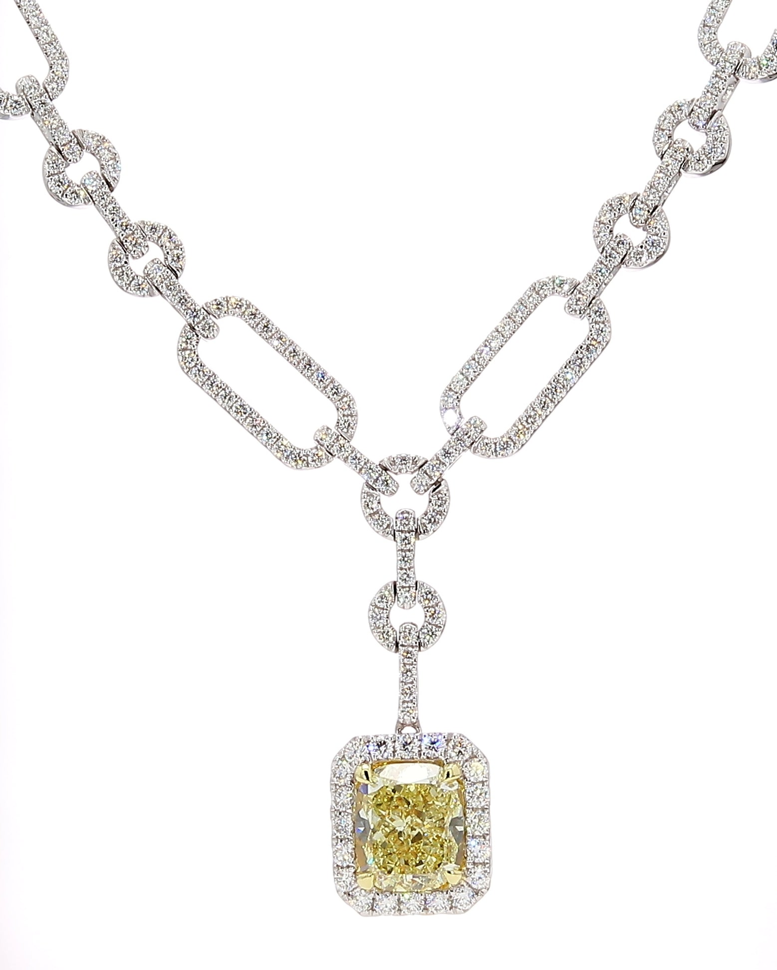 Natural Yellow Cushion Diamond Necklace Gia Certified