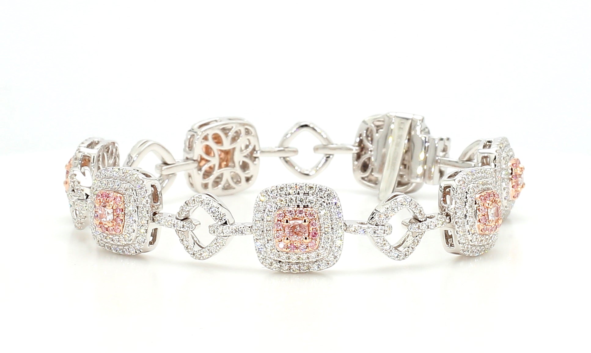 Natural Pink Cushion Diamond Bracelet Gia Certified