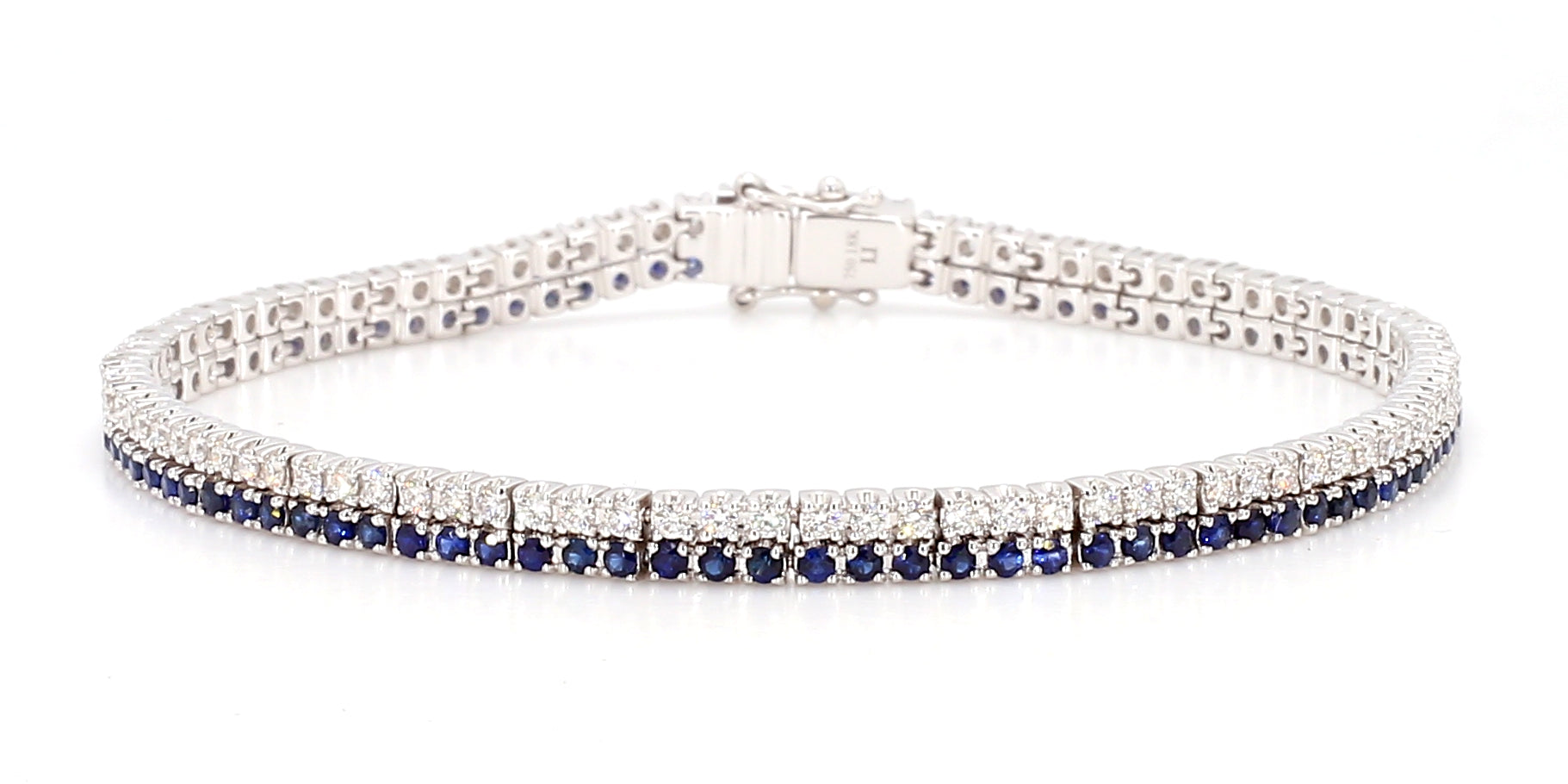 Natural Blue Round Sapphire & White Diamond Bracelet