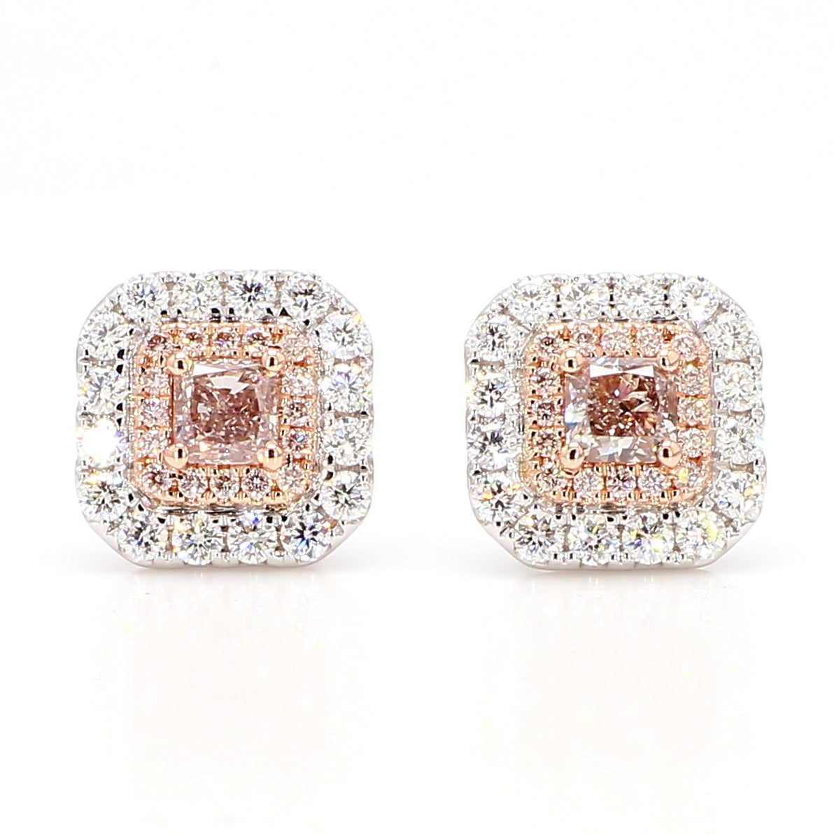 Natural Pink Radiant Diamond Earring Gia Certified