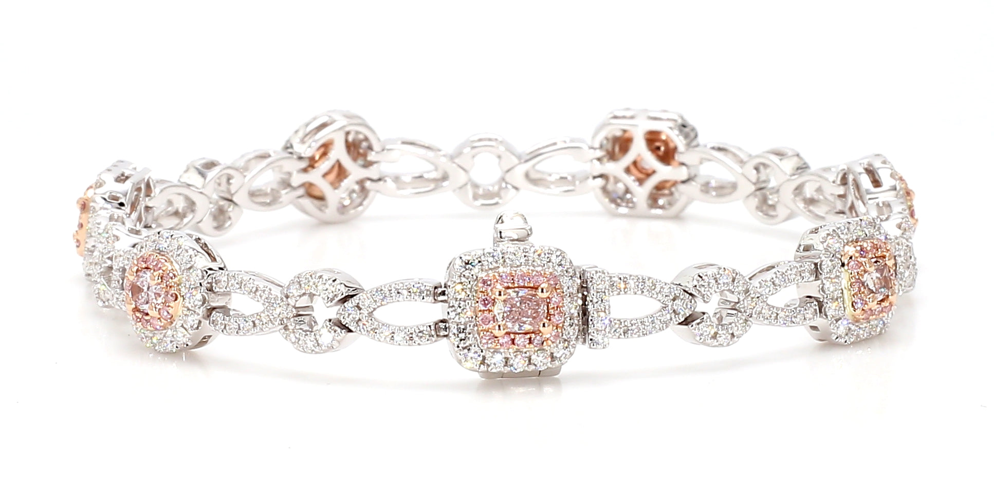 Natural Pink Cushion Diamond Bracelet Gia Certified