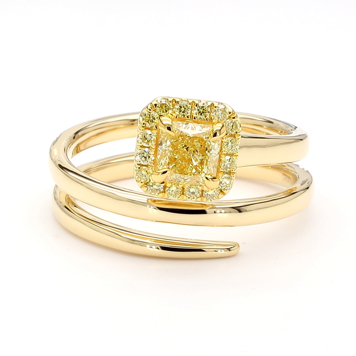 Natural Yellow Radiant Diamond Ring | GIA Certified