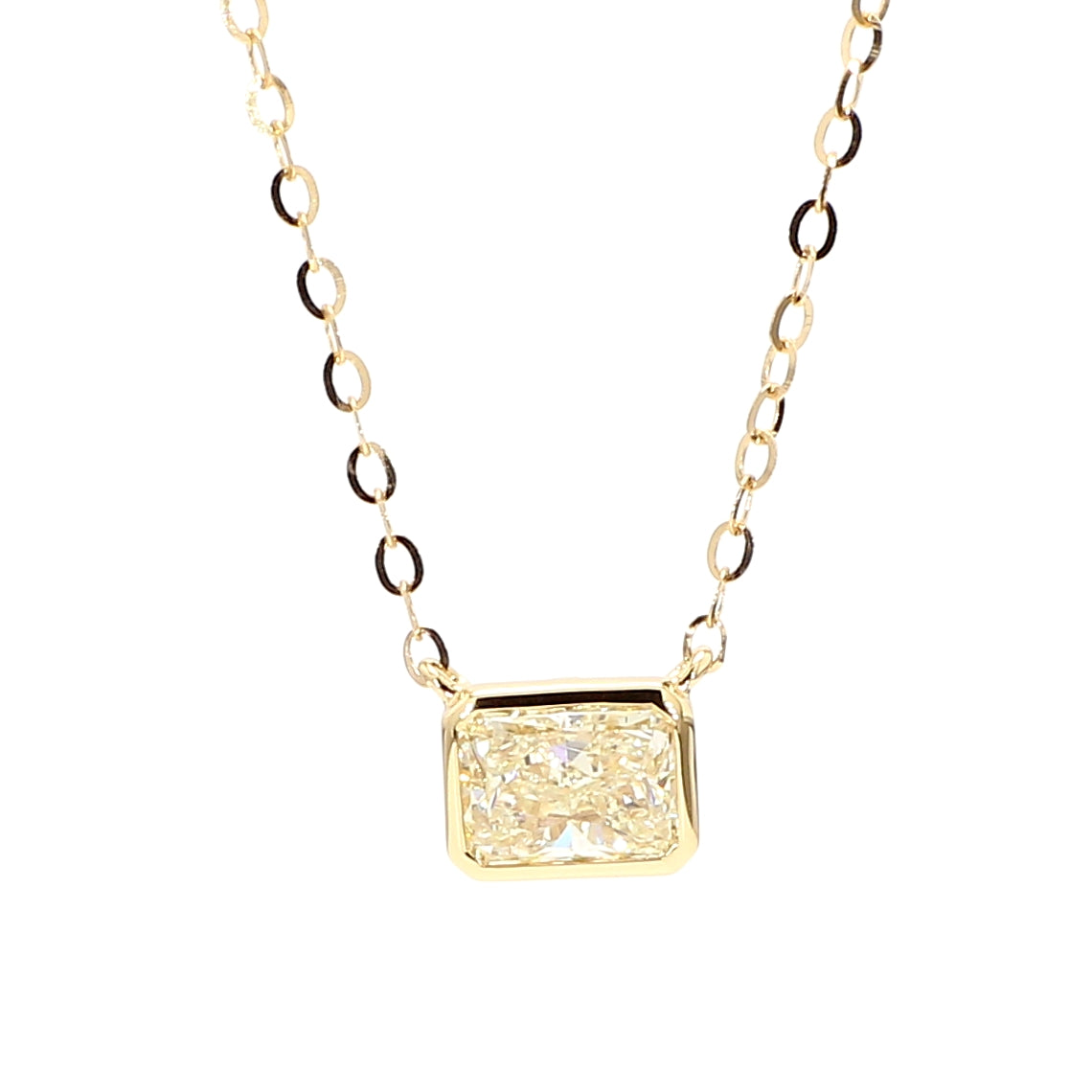 Natural Yellow Radiant Diamond Necklace Gia Certified