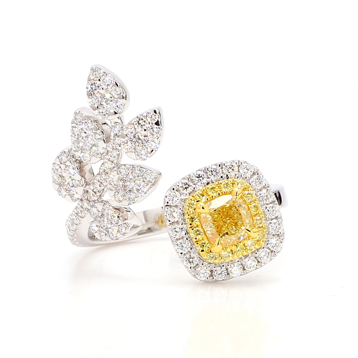 Natural Yellow Cushion Diamond Ring | GIA Certified