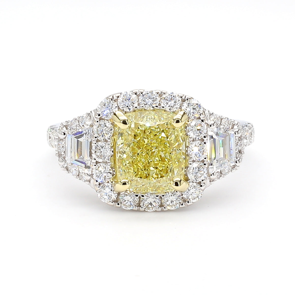 Natural Yellow Cushion Diamond Ring | GIA Certified