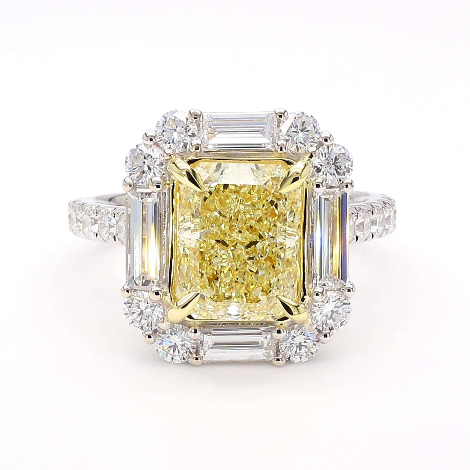 Natural Yellow Radiant Diamond Ring Gia Certified