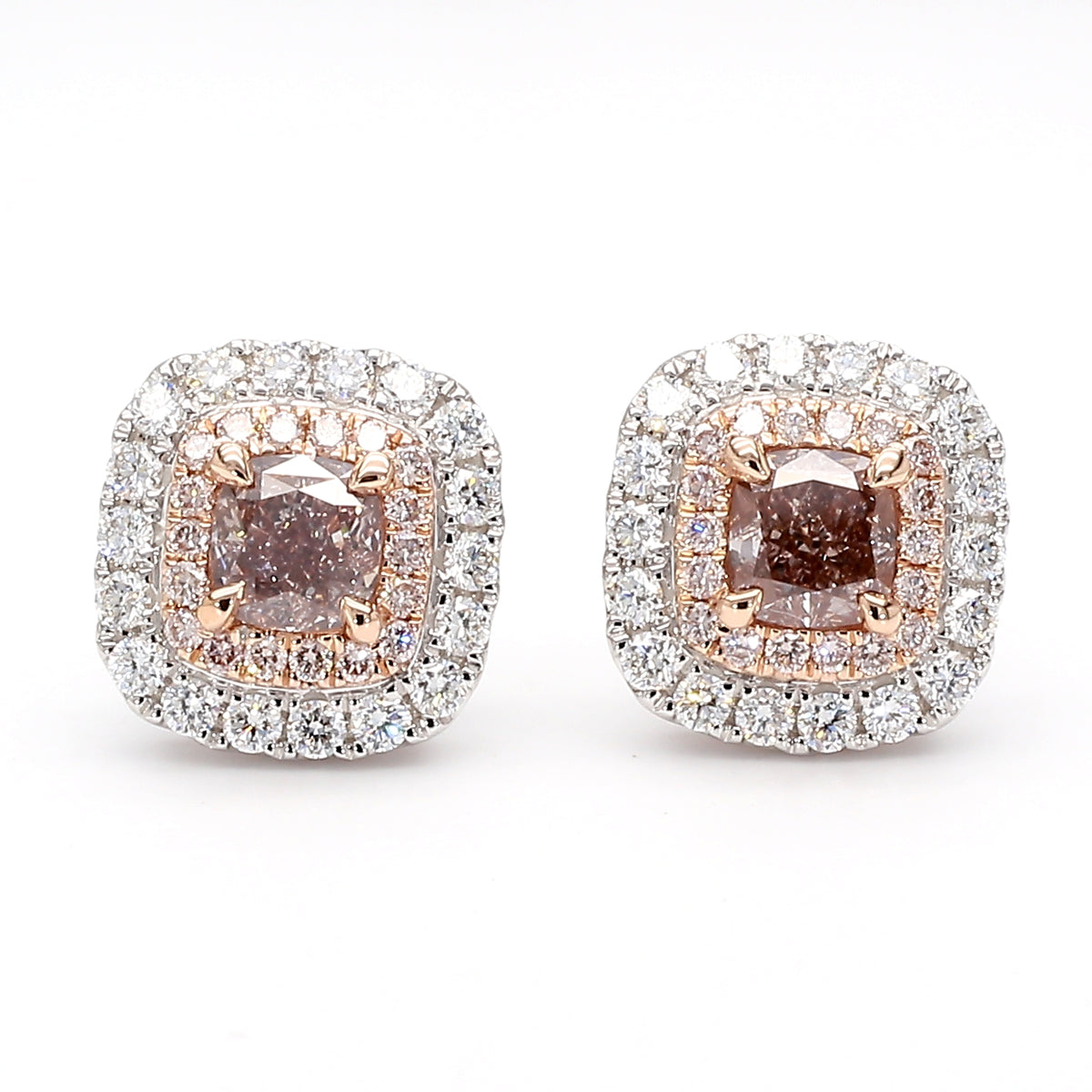 Natural Pink Cushion Diamond Earring | GIA Certified