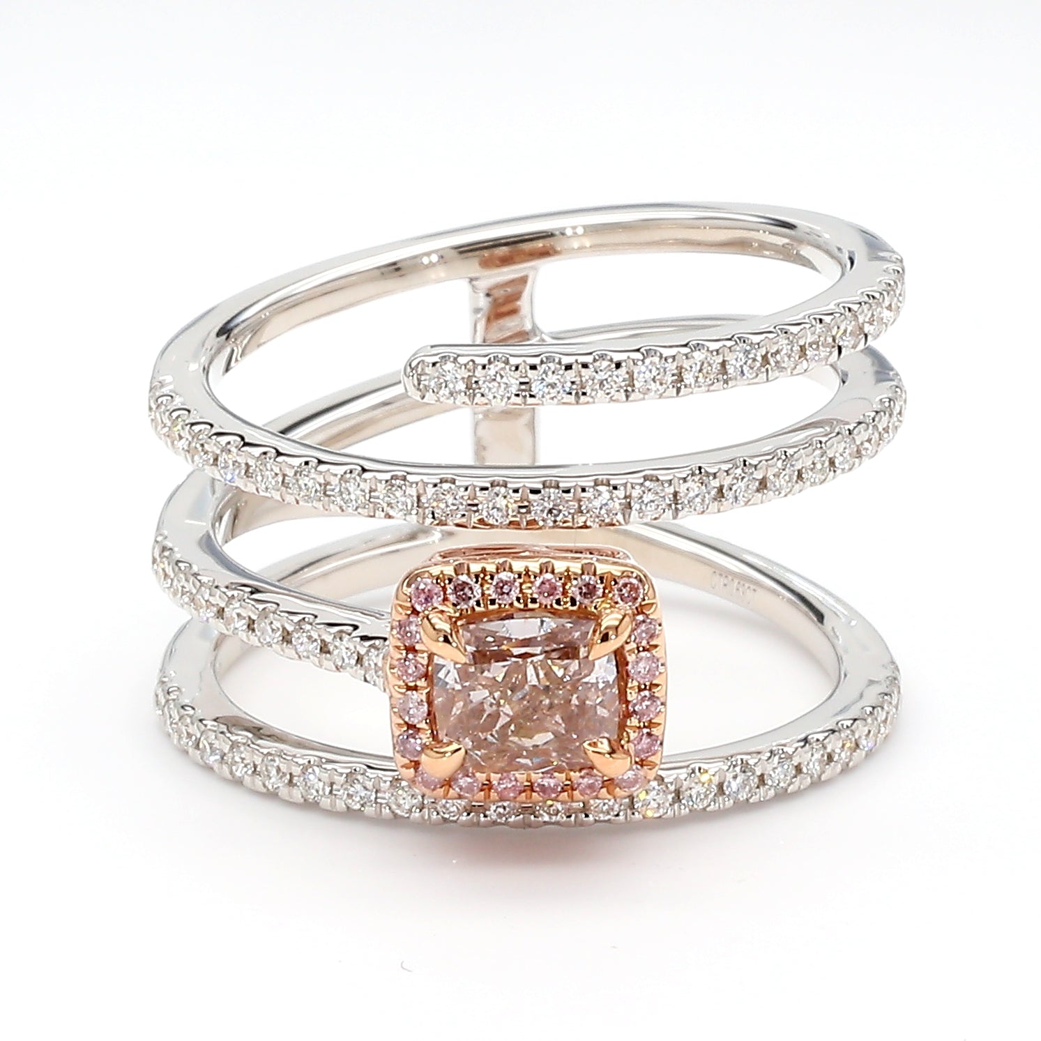 Natural Pink Cushion Diamond Ring Gia Certified