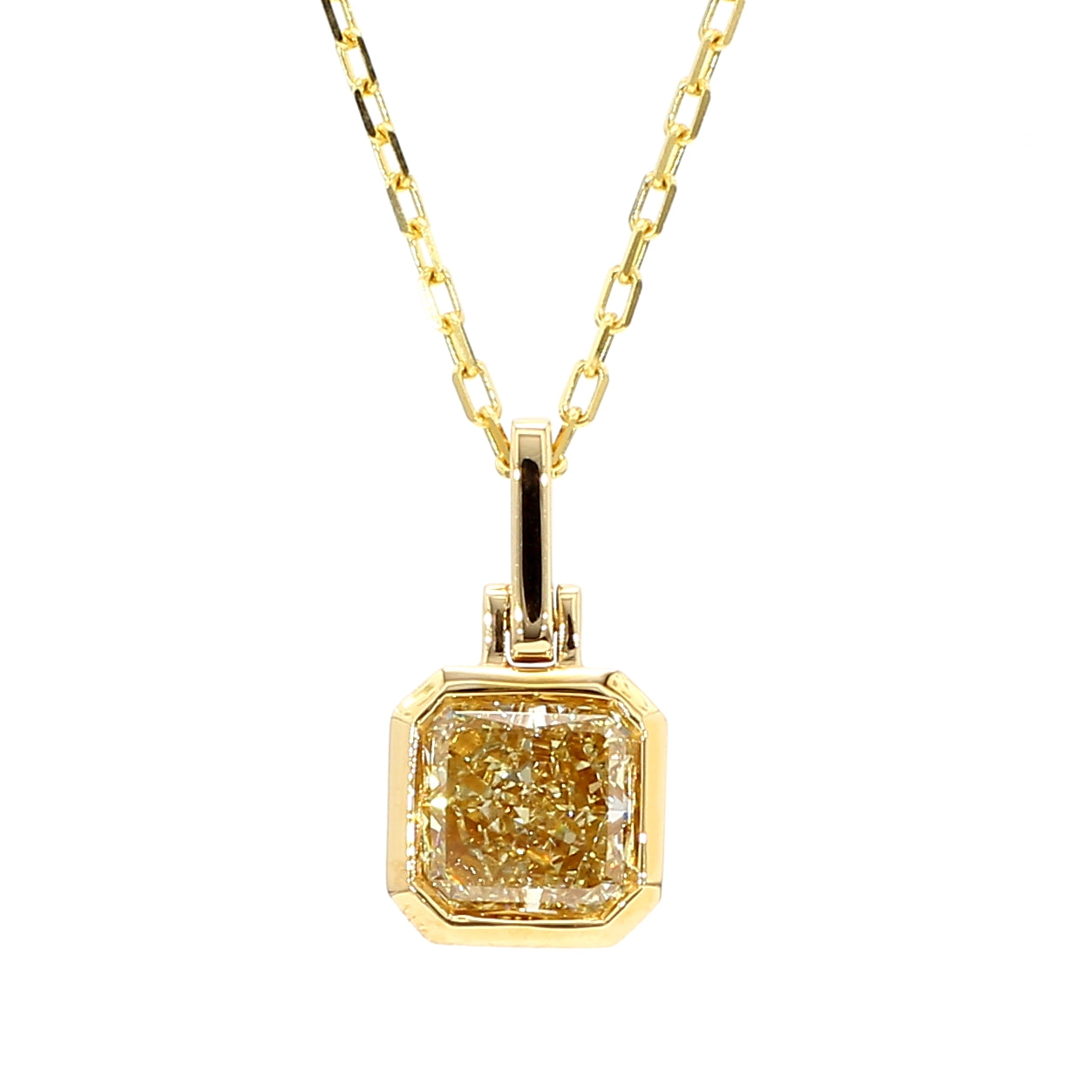 Natural Yellow Radiant Diamond Pendant Gia Certified