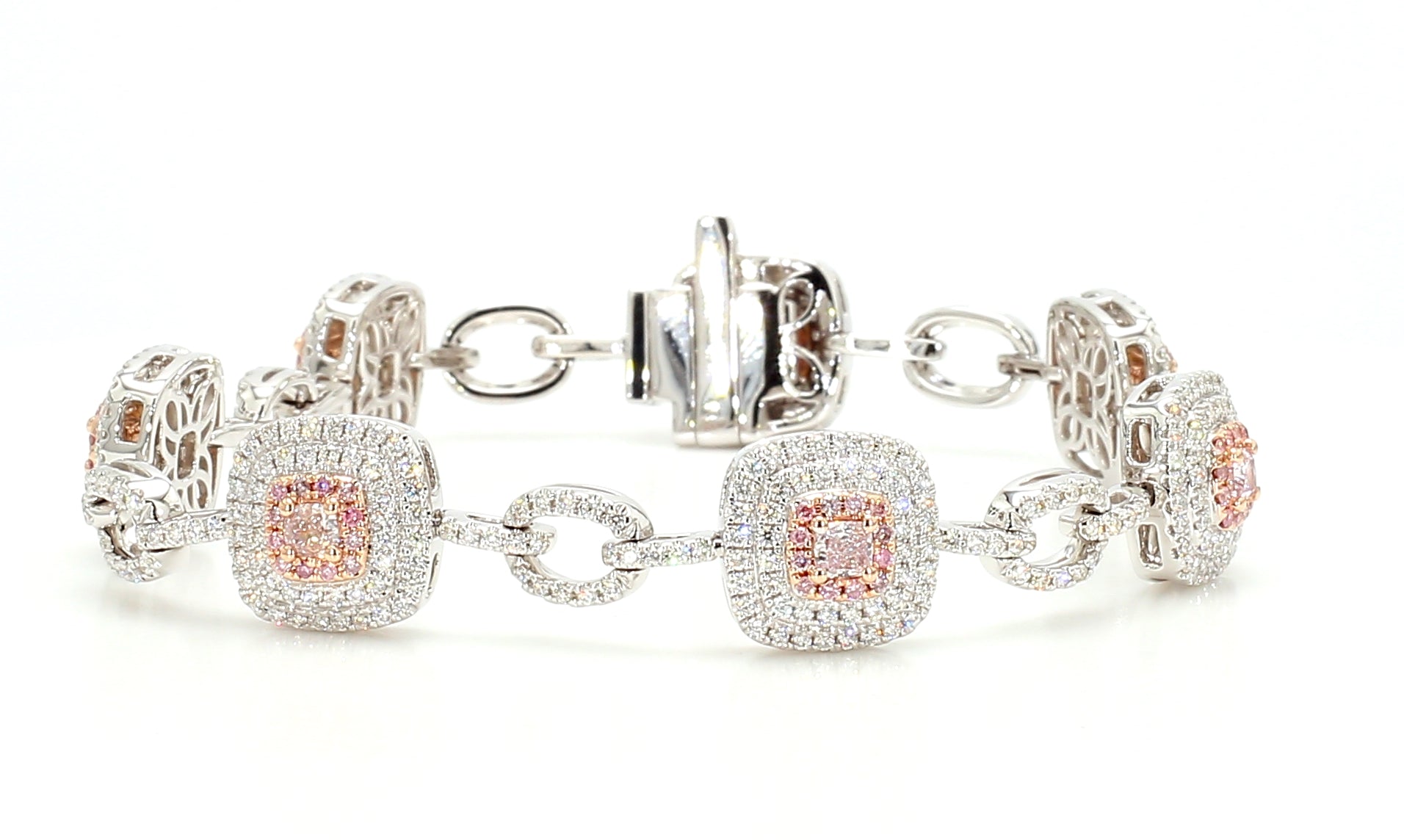 Natural Pink Cushion Diamond Bracelet Gia Certified