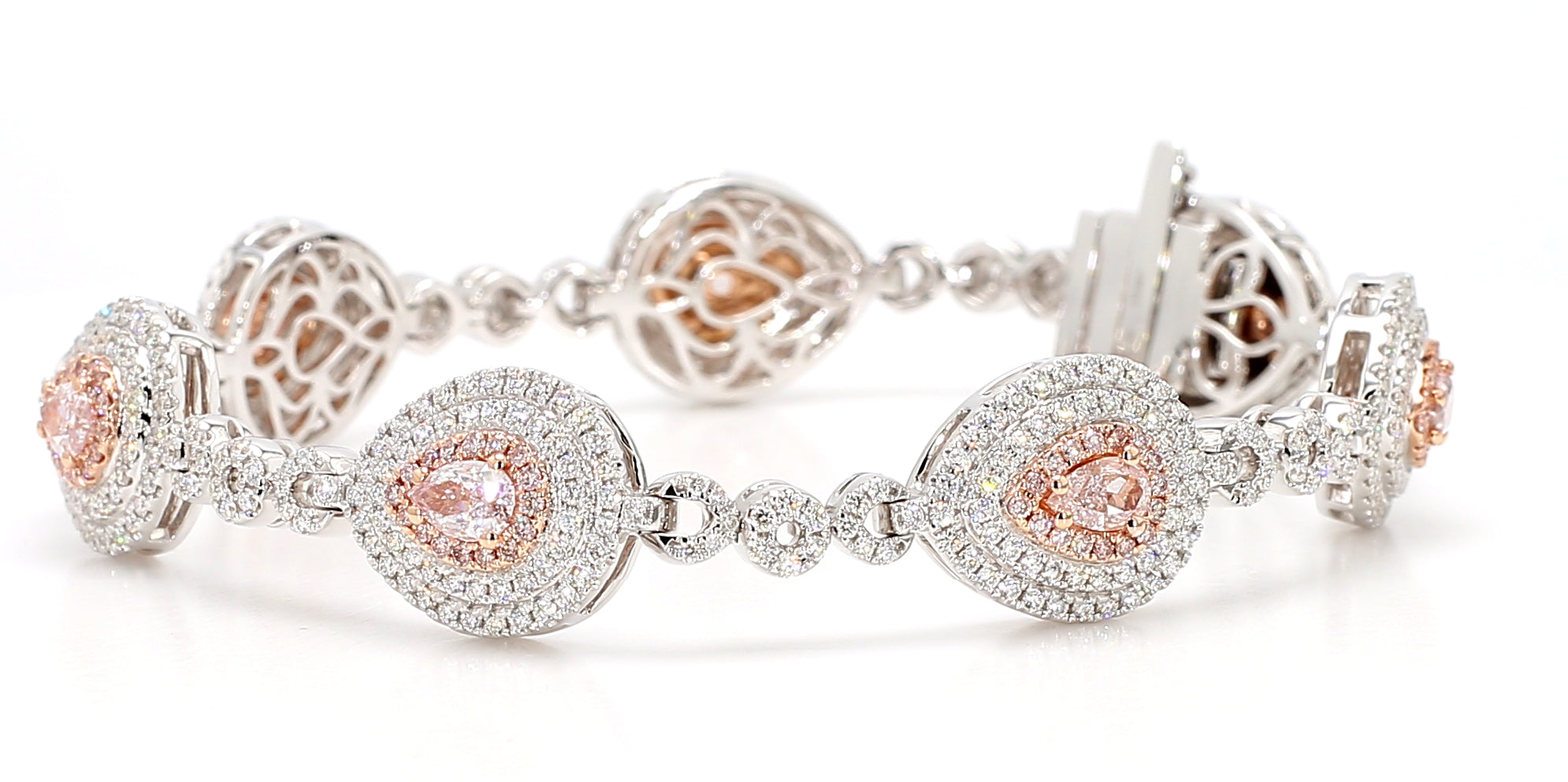 Natural Pink Pear Diamond Bracelet Gia Certified
