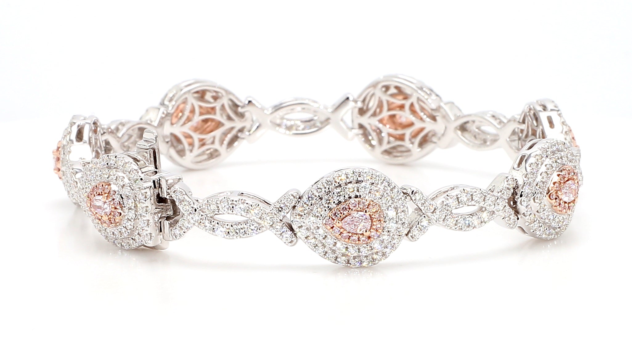 Natural Pink Pear Diamond Bracelet Gia Certified