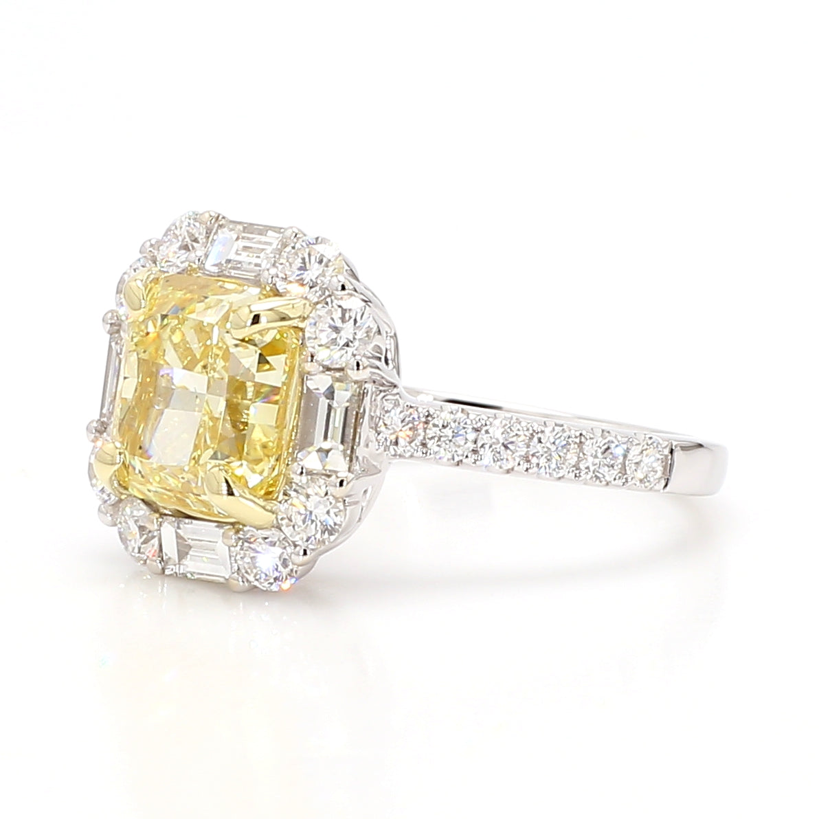 Natural Yellow Radiant Diamond Ring | GIA Certified
