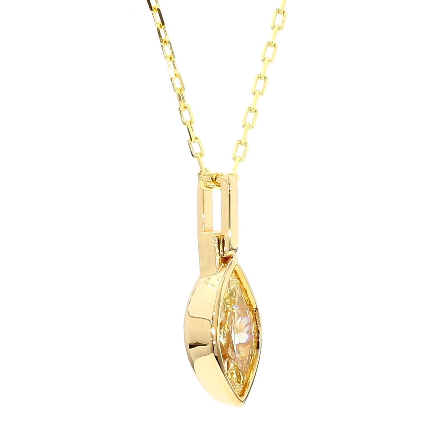 Natural Yellow Marquise Diamond Pendant Gia Certified
