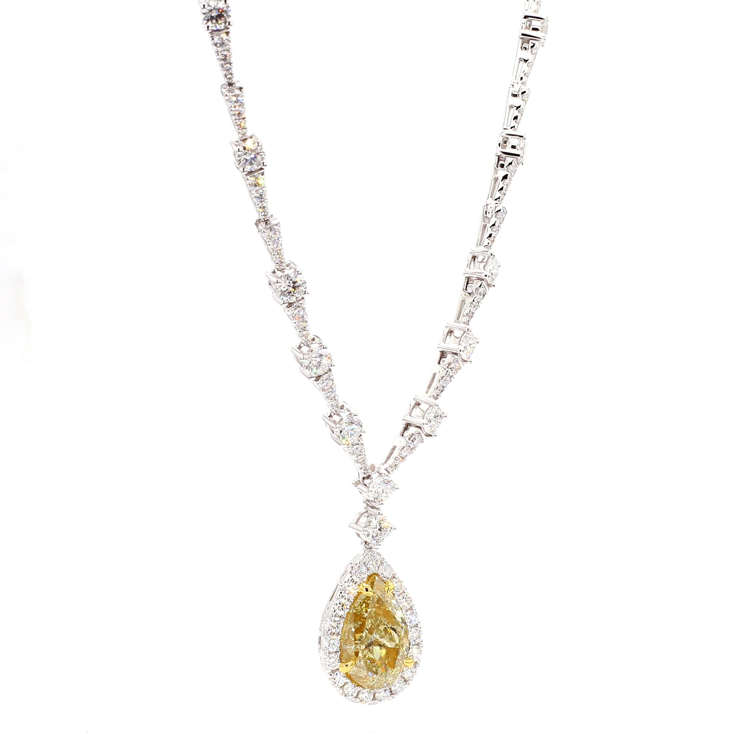 Natural Green Pear Diamond Necklace Gia Certified