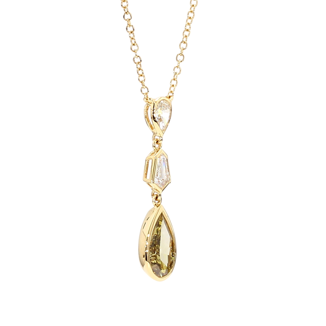 Natural Green Pear Diamond Necklace Gia Certified