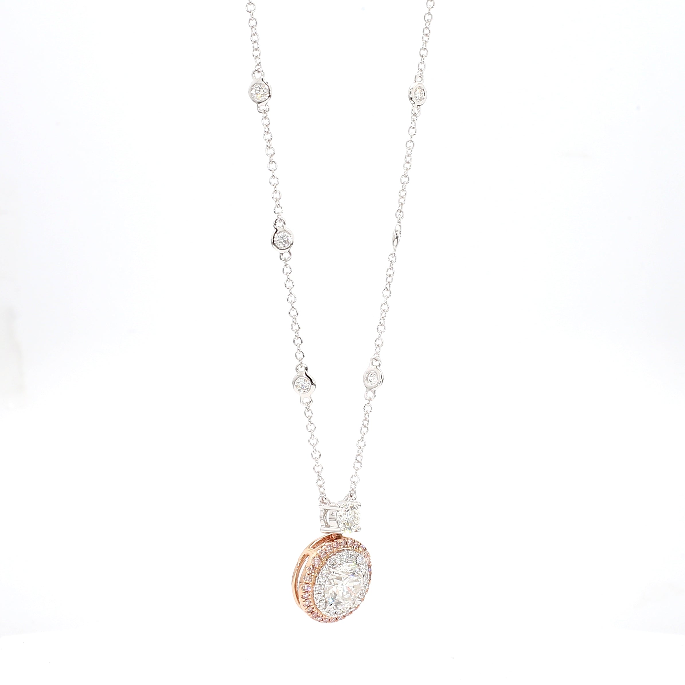 Natural White Round Diamond Necklace Gia CERTIFIED