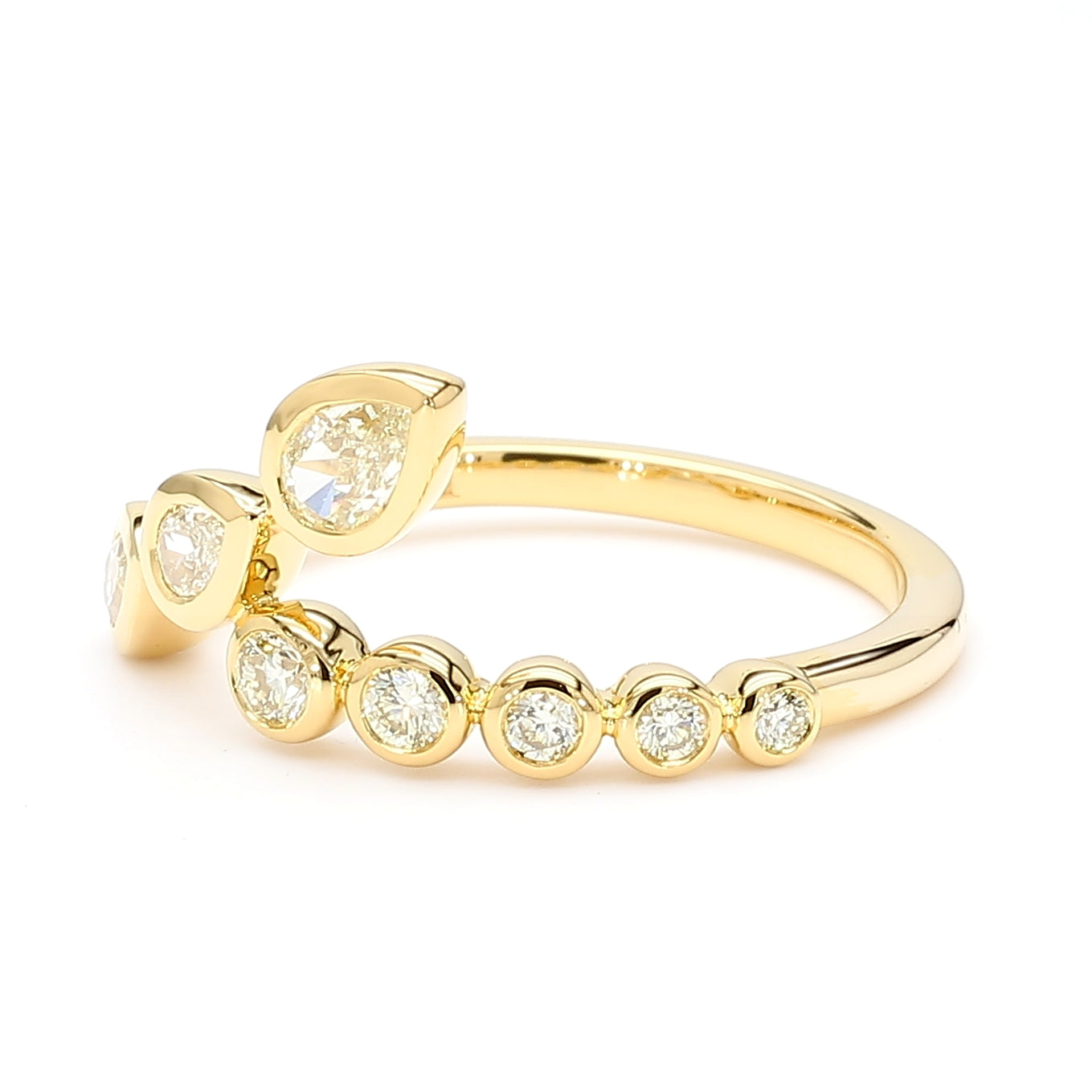 Natural Yellow Pear Diamond Crossover Bezel Ring