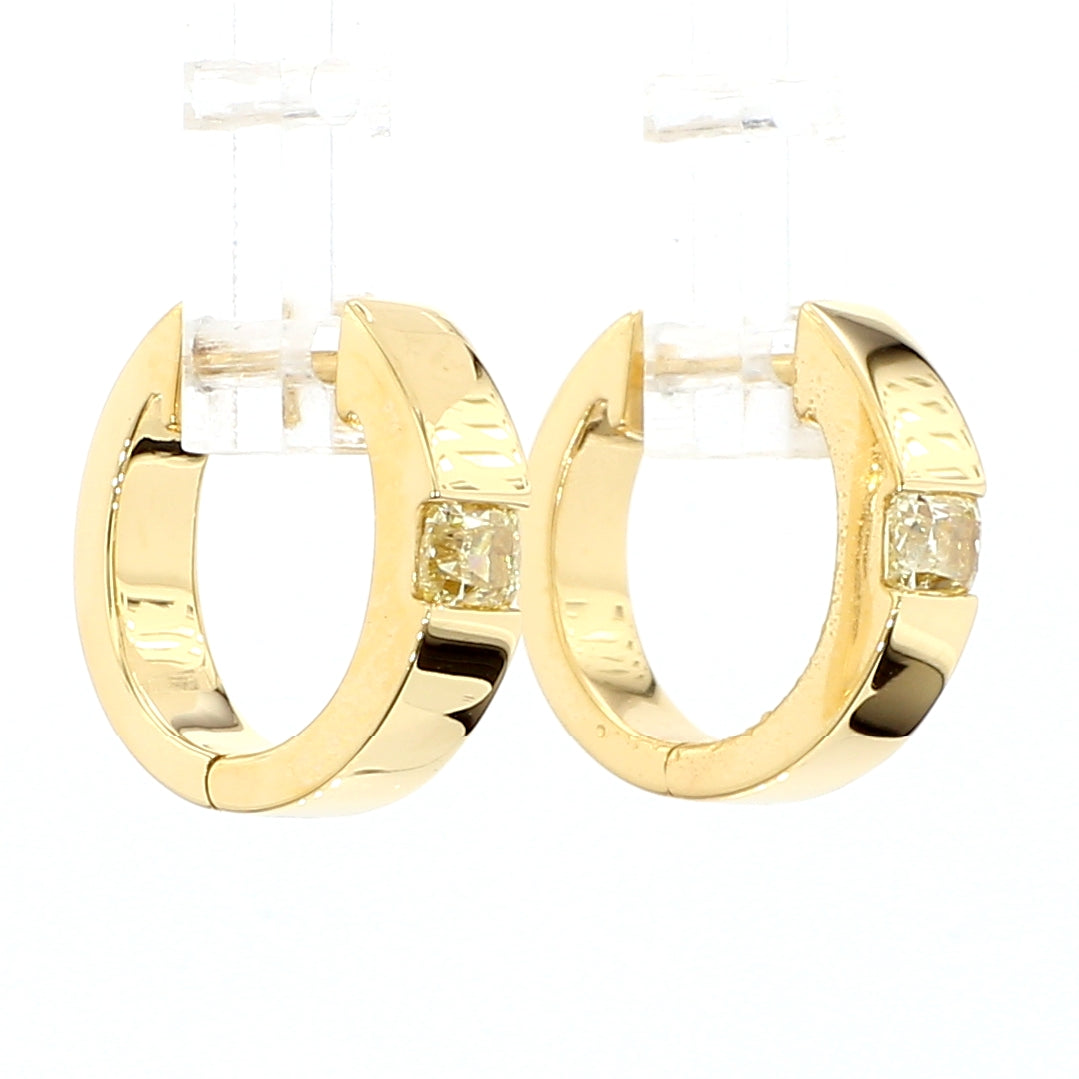 Natural Yellow Cushion Diamond Earring