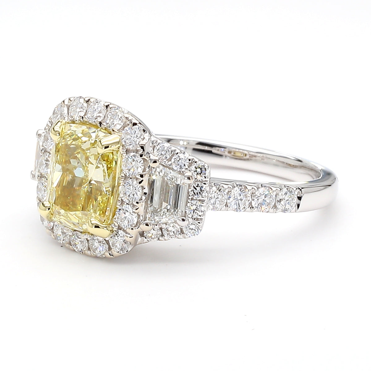Natural Yellow Cushion Diamond Ring | GIA Certified