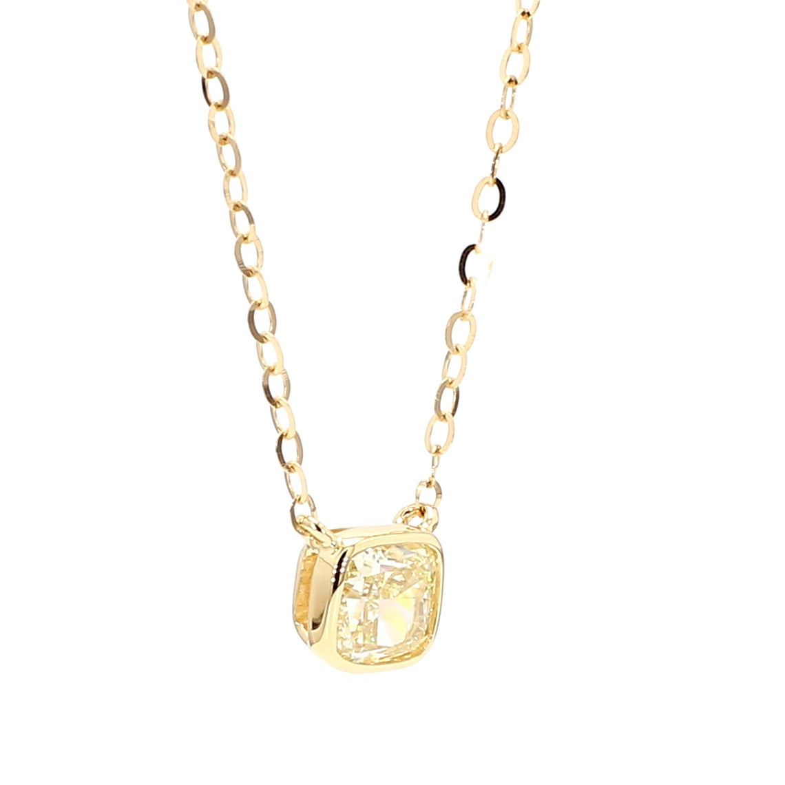 Natural Yellow Cushion Diamond Necklace