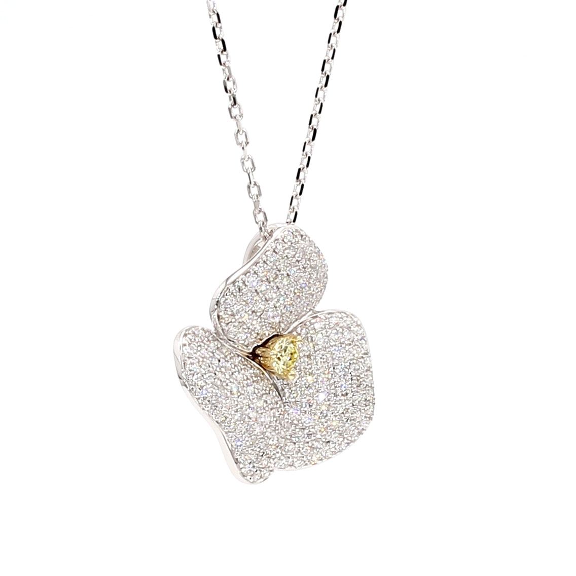 Natural Yellow Round Diamond Pendant
