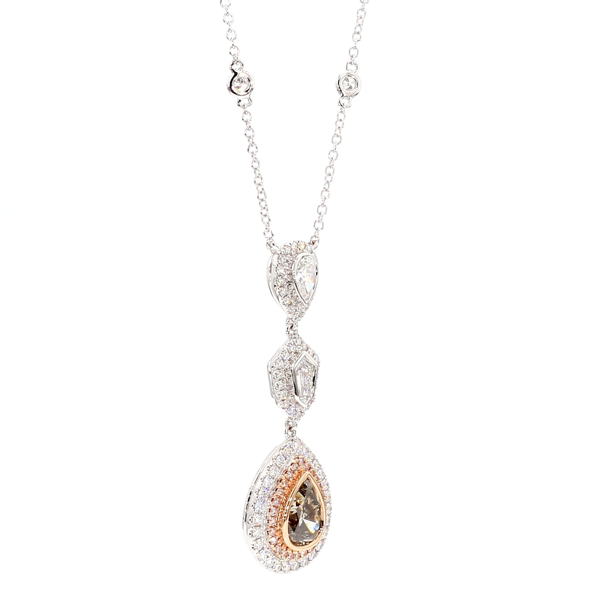 Natural Green Pear Diamond Necklace Gia Certified
