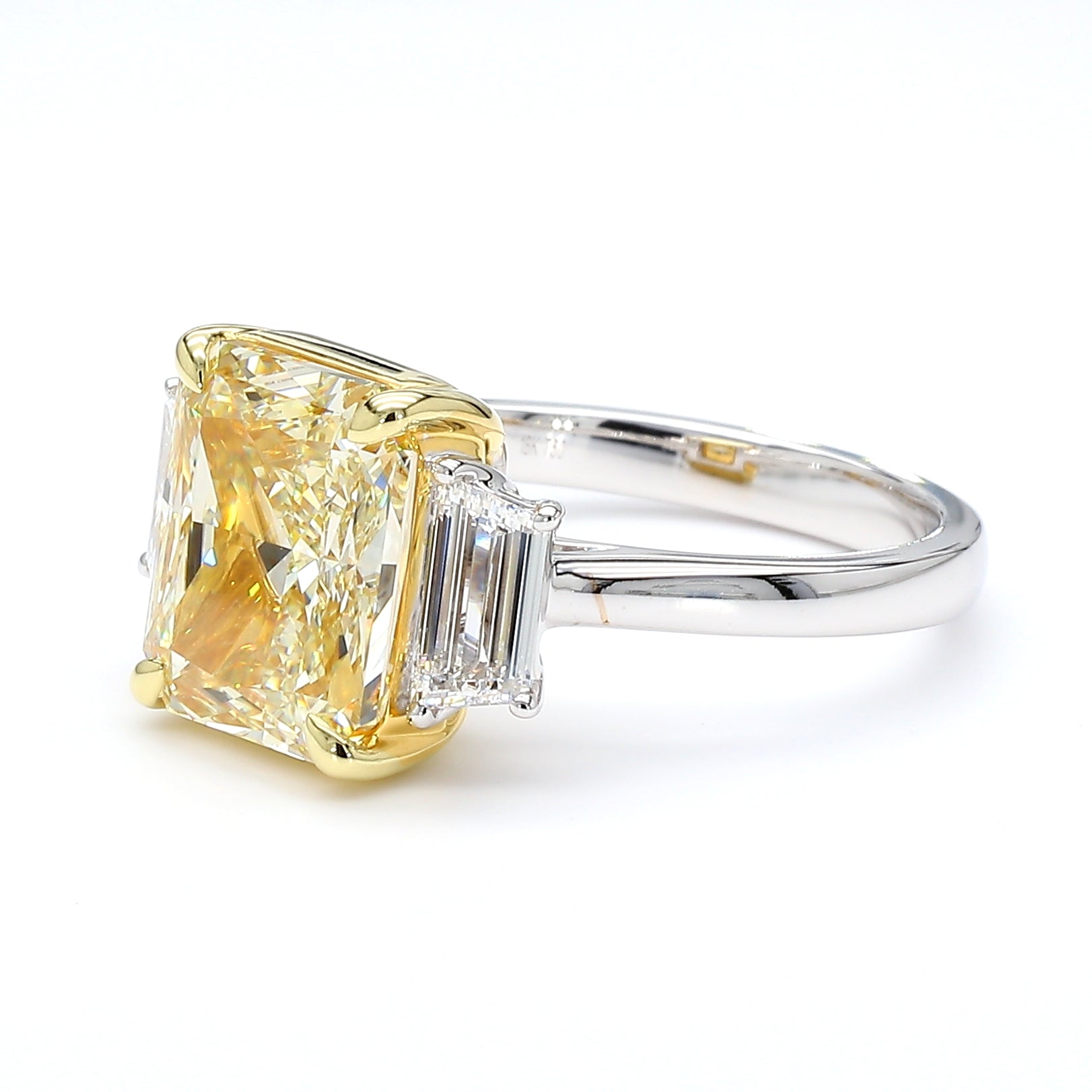 Natural Yellow Radiant Diamond Ring Gia Certified