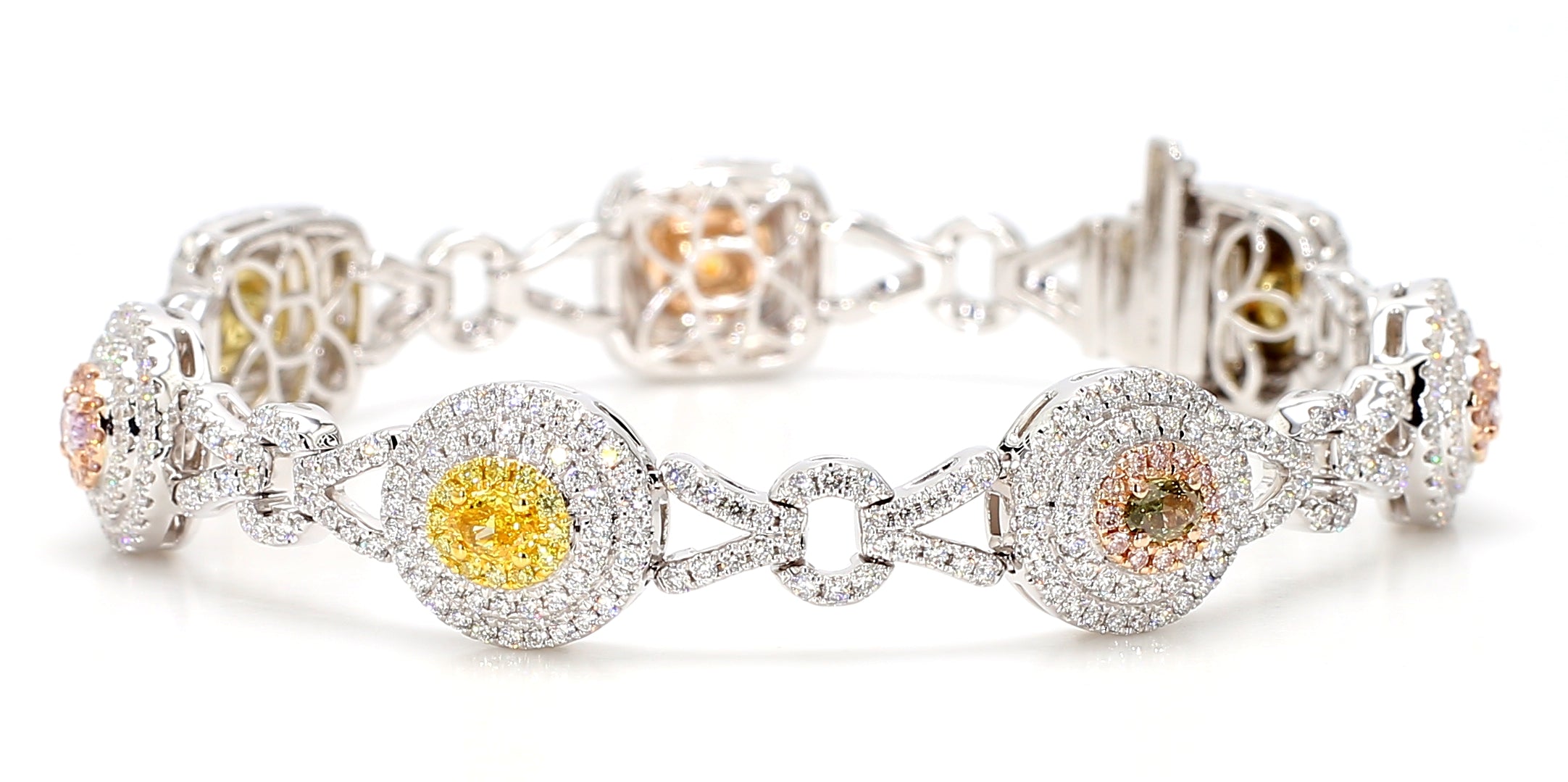 Natural Green Cushion Diamond Bracelet Gia Certified