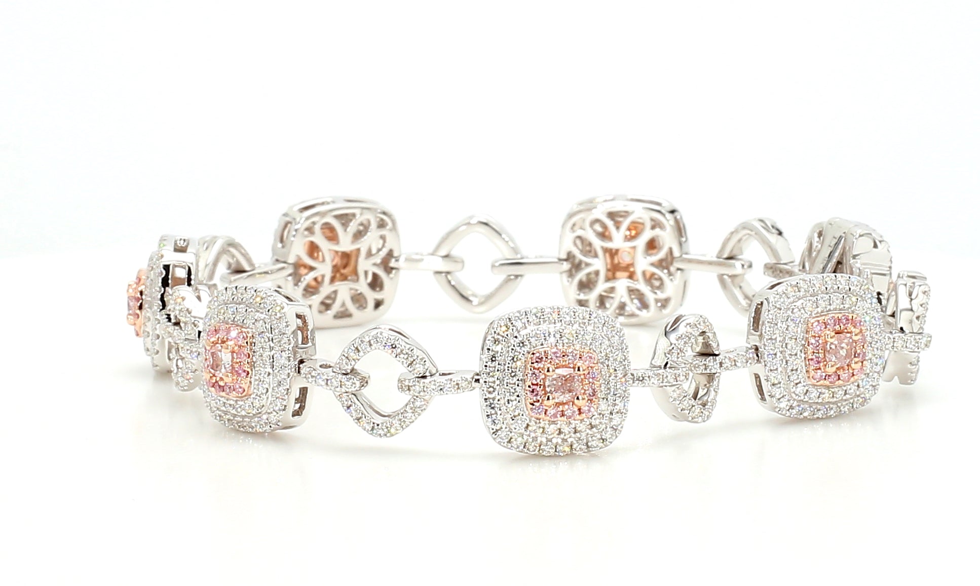 Natural Pink Cushion Diamond Bracelet Gia Certified
