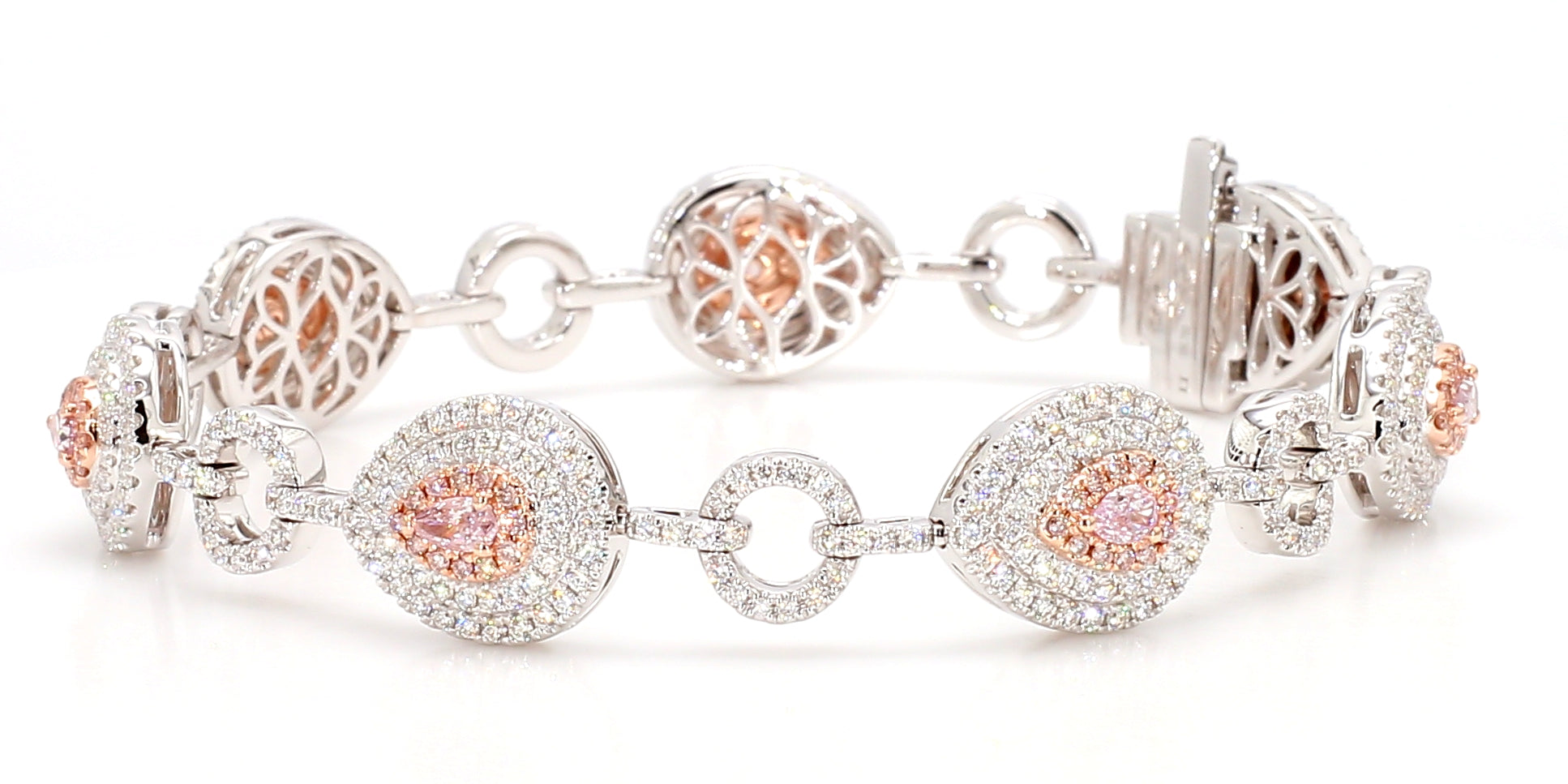 Natural Pink Pear Diamond Bracelet Gia Certified