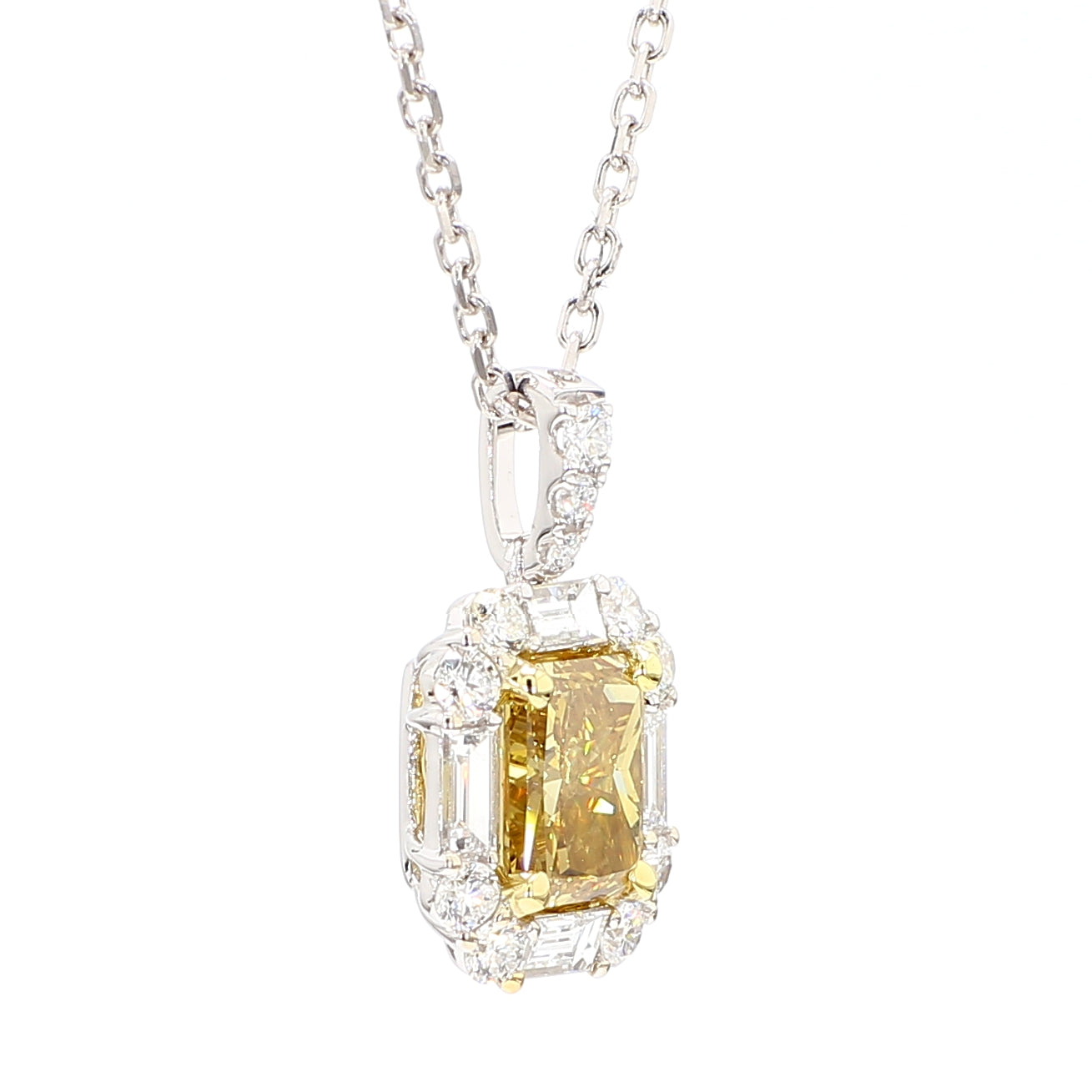 Natural Yellow Radiant Diamond Pendant Gia CERTIFIED