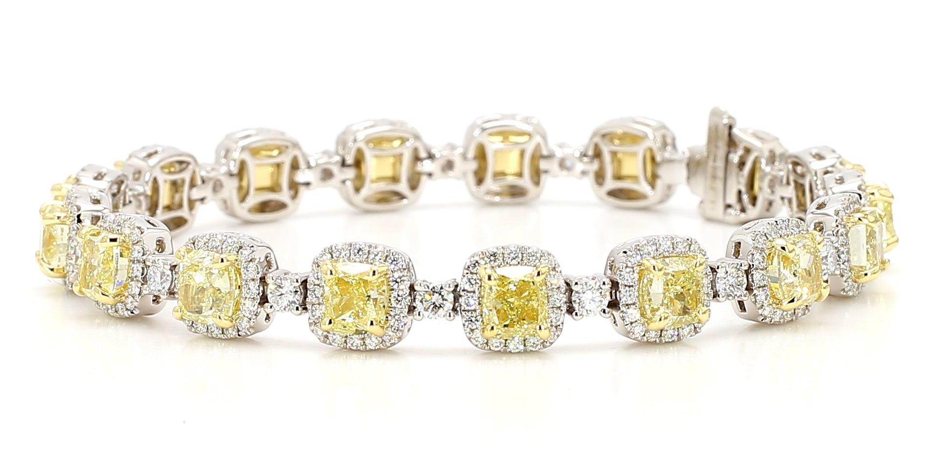 Natural Yellow Cushion Diamond Bracelet Gia Certified