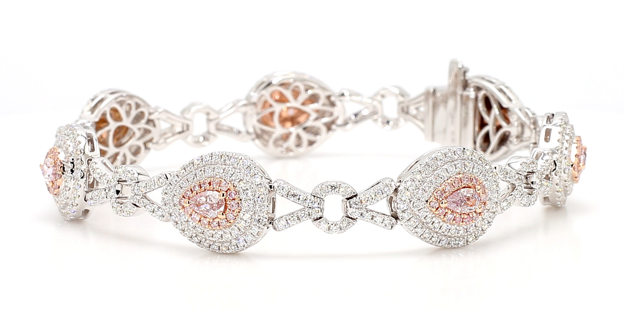 Natural Pink Pear Diamond Bracelet Gia Certified