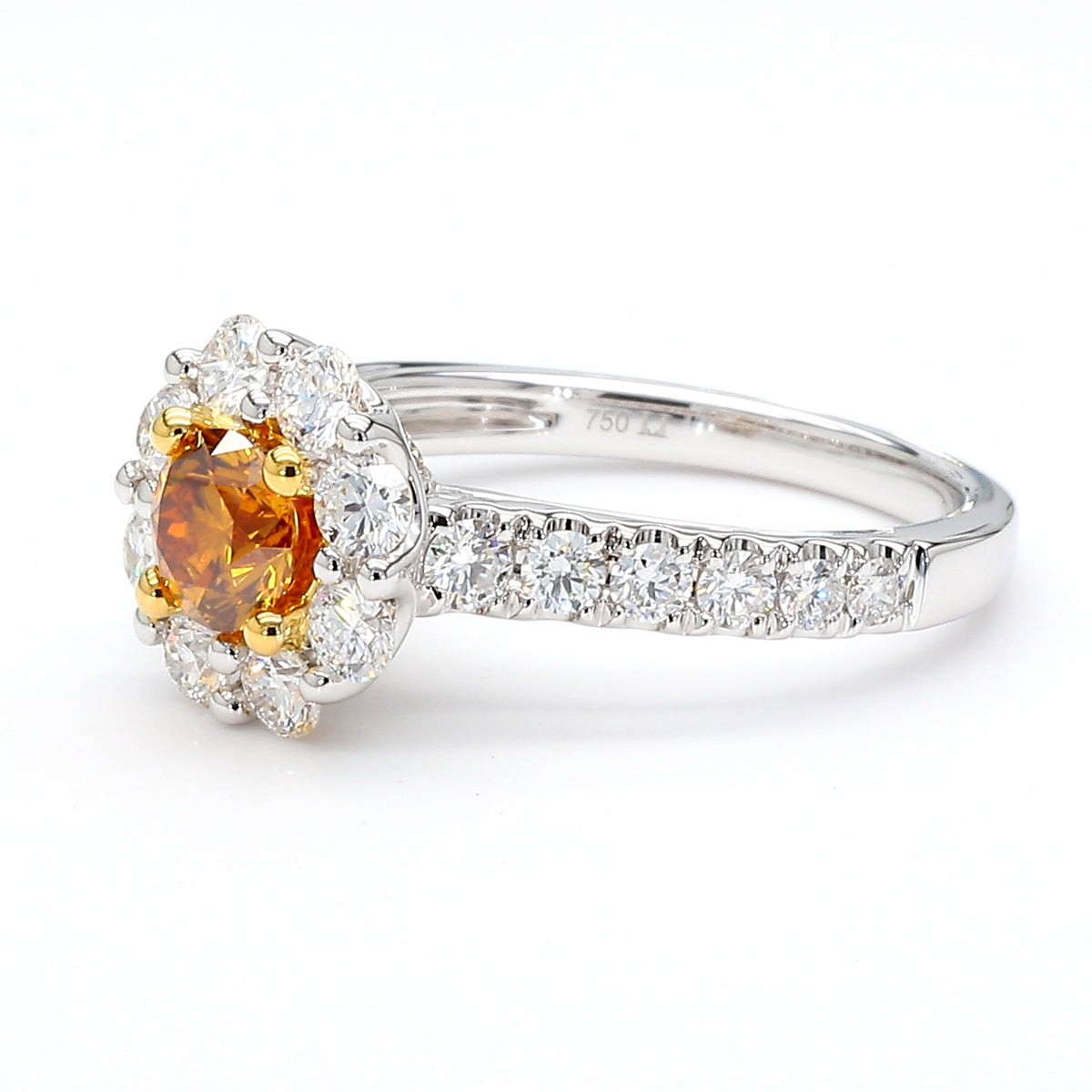 Natural Orange Round Diamond Ring | GIA Certified