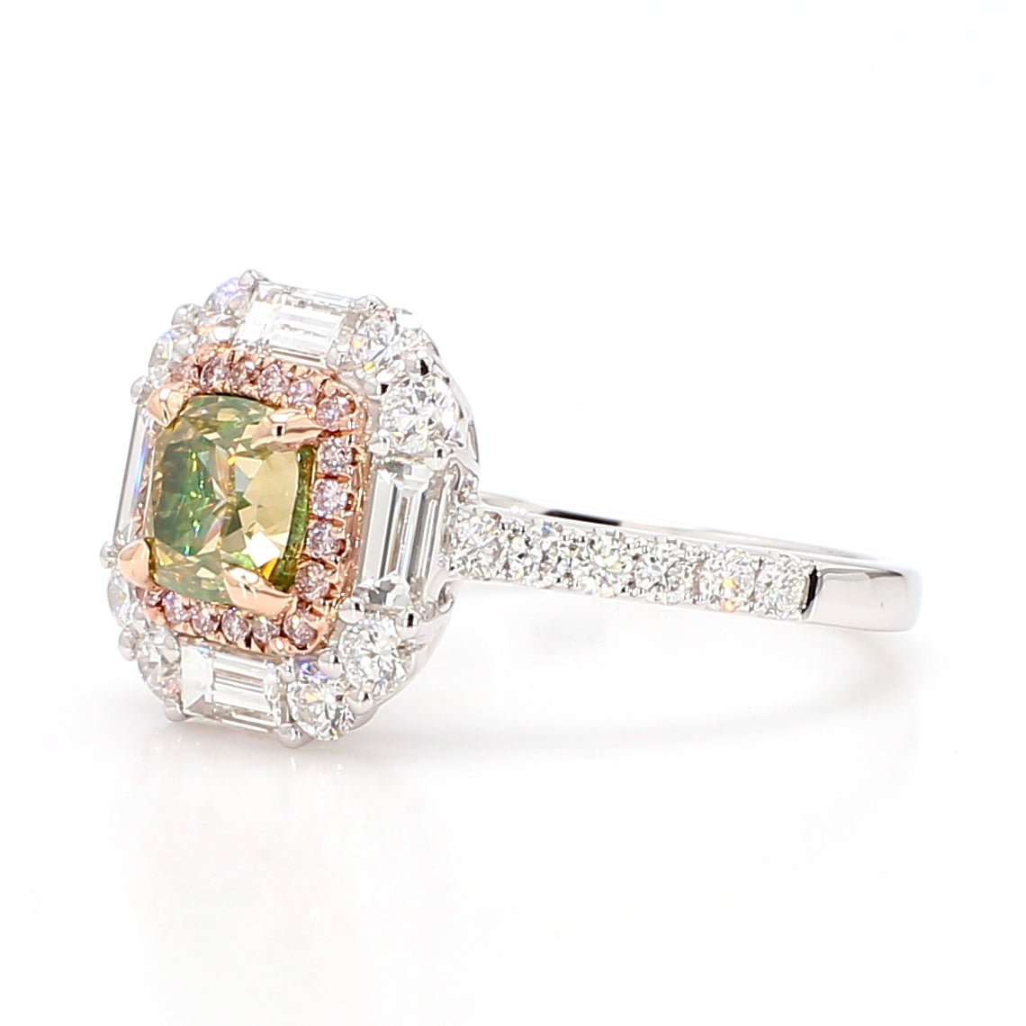 Natural Yellow Cushion Diamond Ring Gia Certified