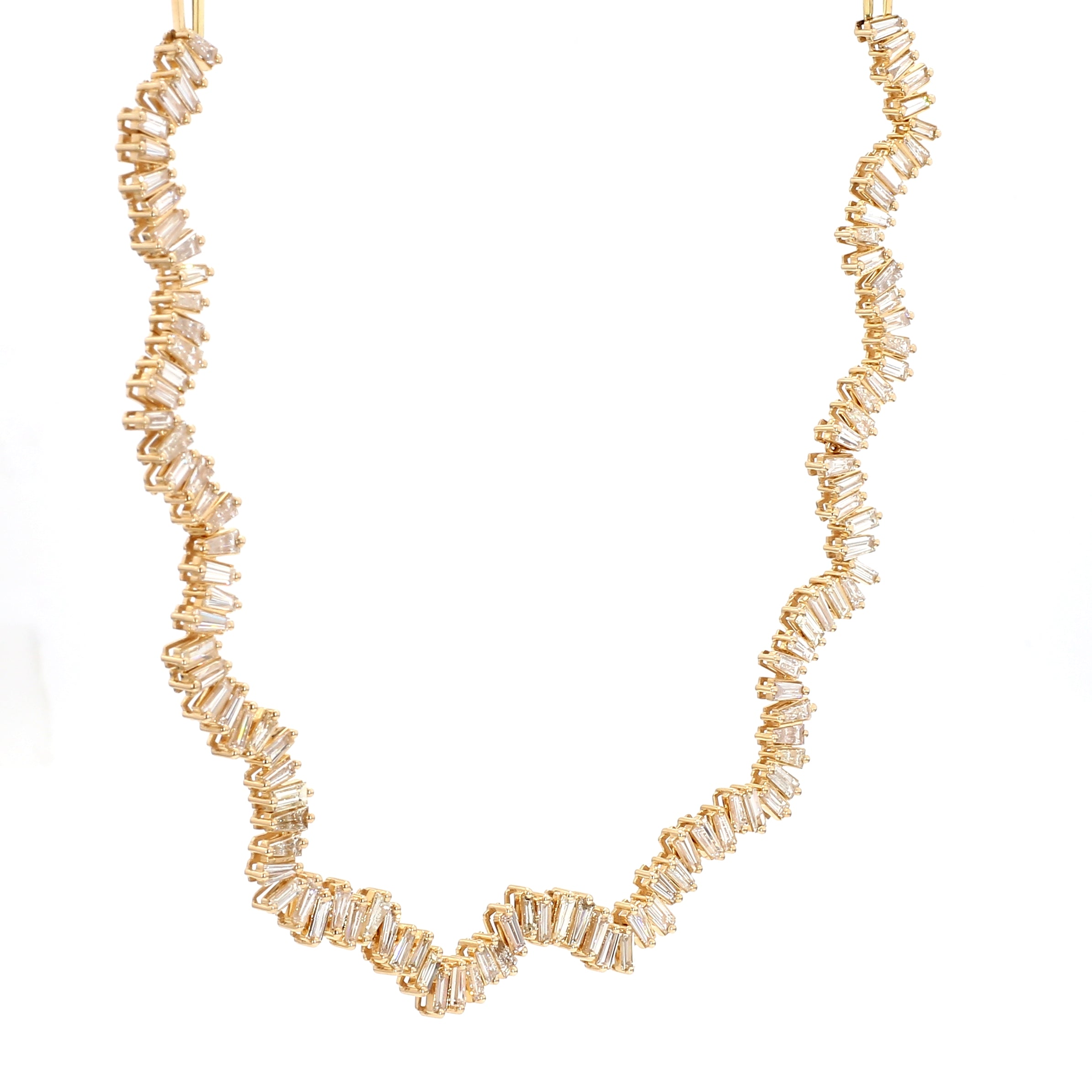 Natural White Baguette Diamond Necklace