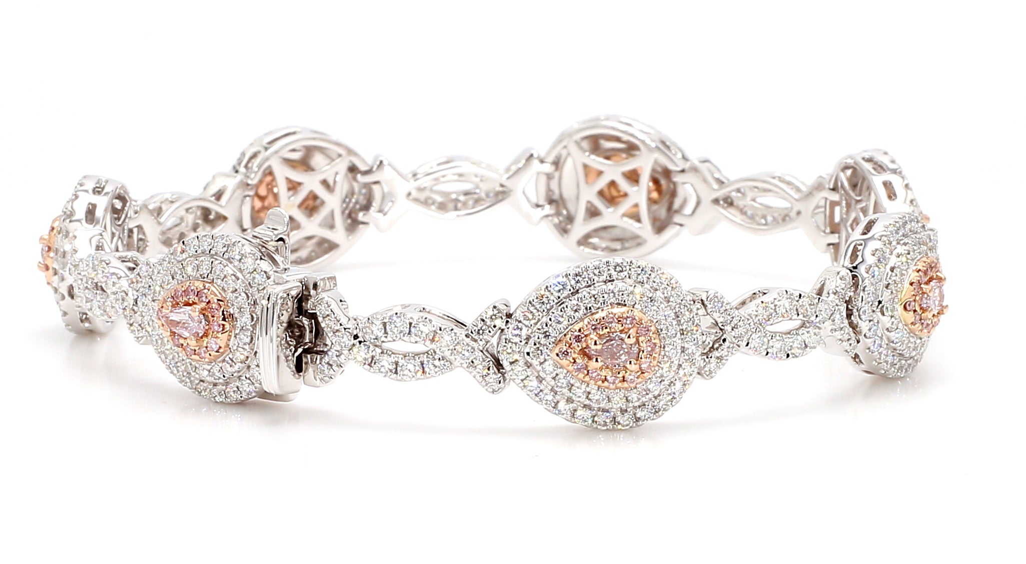 Natural Pink Pear Diamond Bracelet Gia Certified