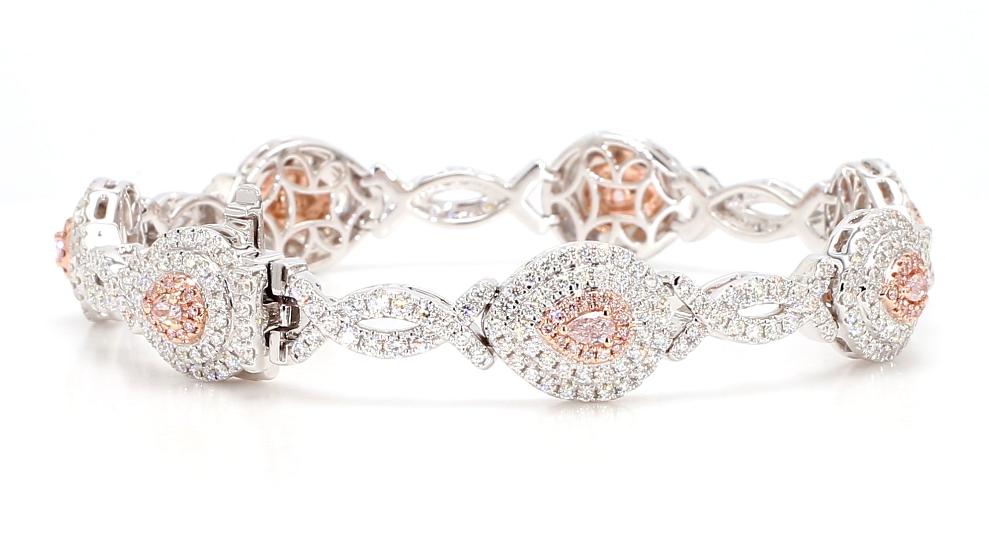 Natural Pink Pear Diamond Bracelet Gia Certified