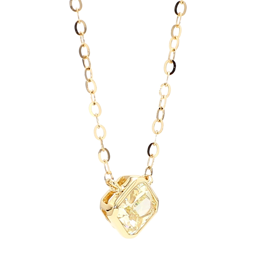 Natural Yellow Radiant Diamond Necklace Gia Certified