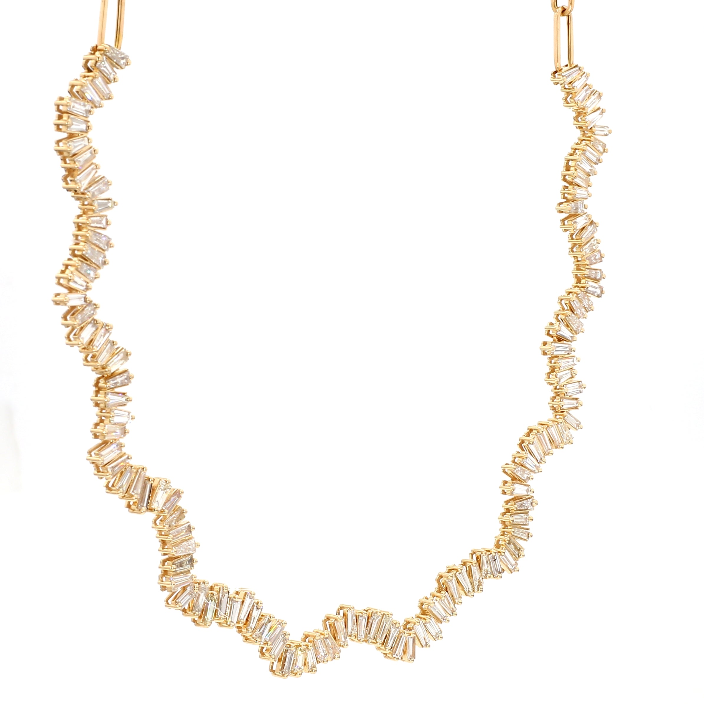 Natural White Baguette Diamond Necklace