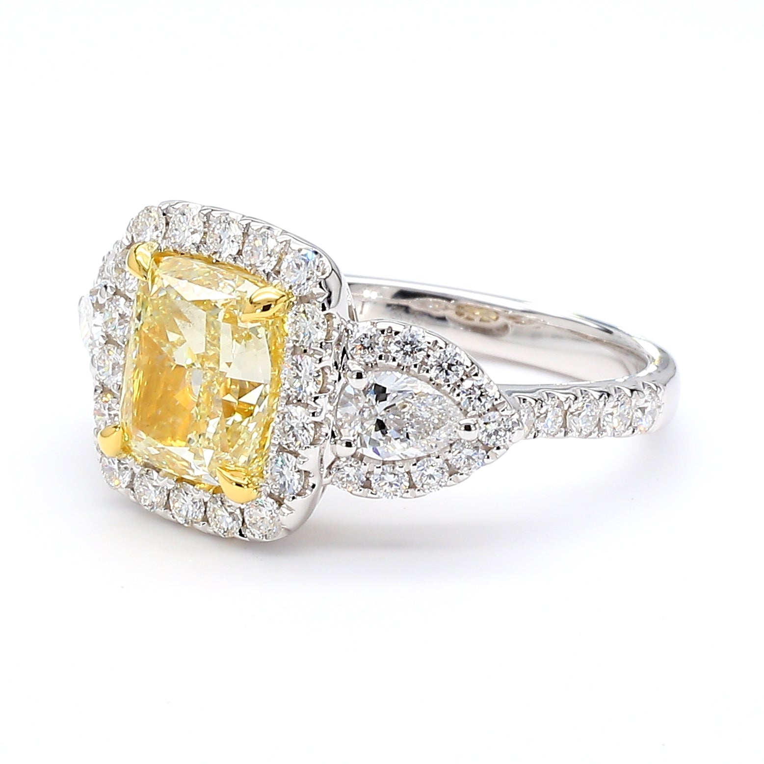 Natural Yellow Cushion Diamond Ring Gia Certified