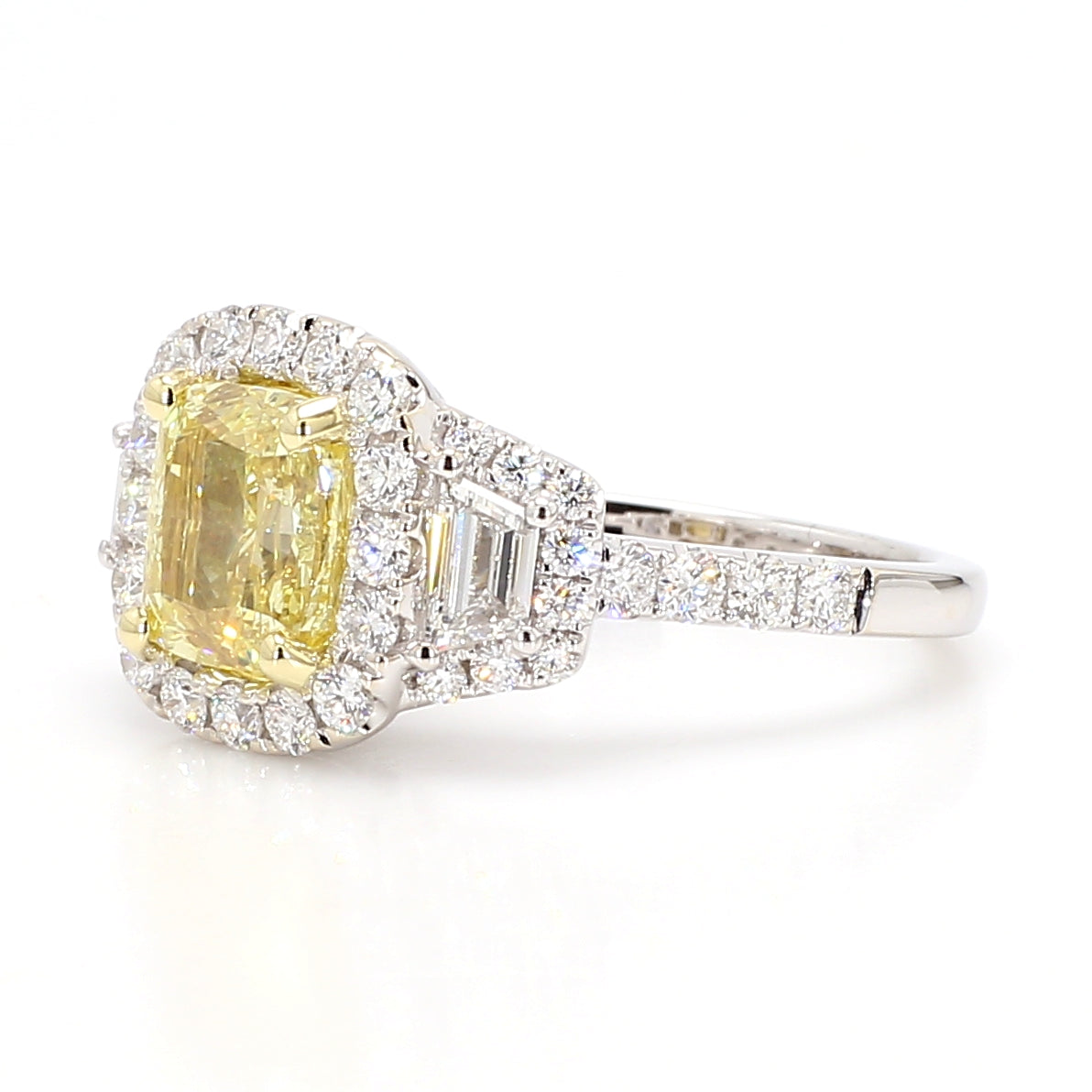 Natural Yellow Cushion Diamond Ring | GIA Certified