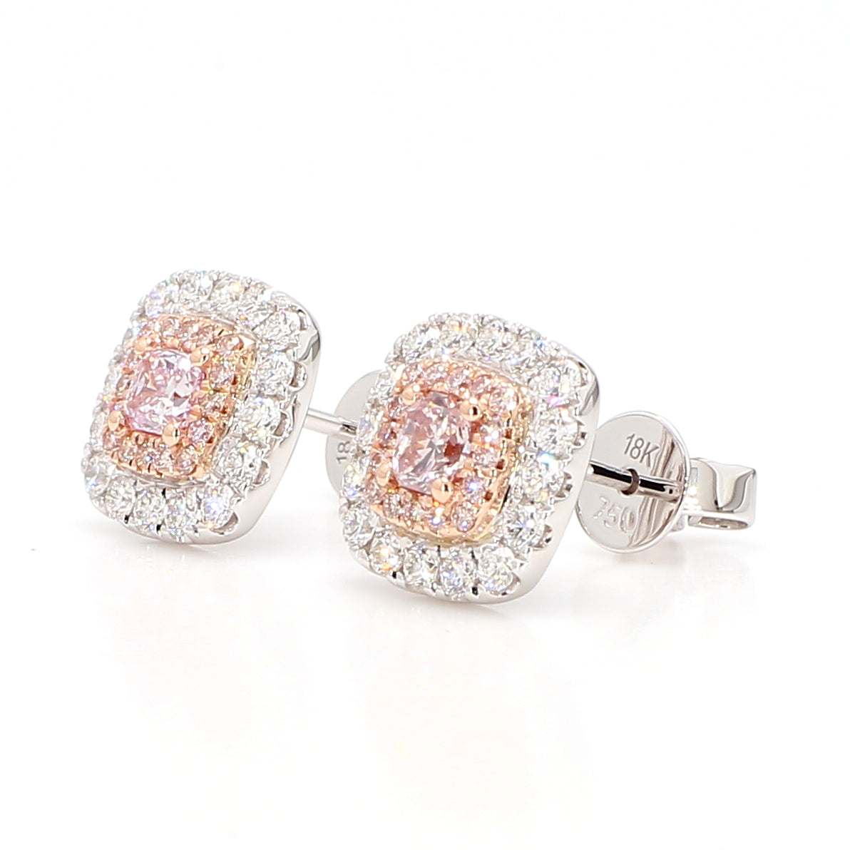 Natural Pink Cushion Diamond Earring Gia Certified