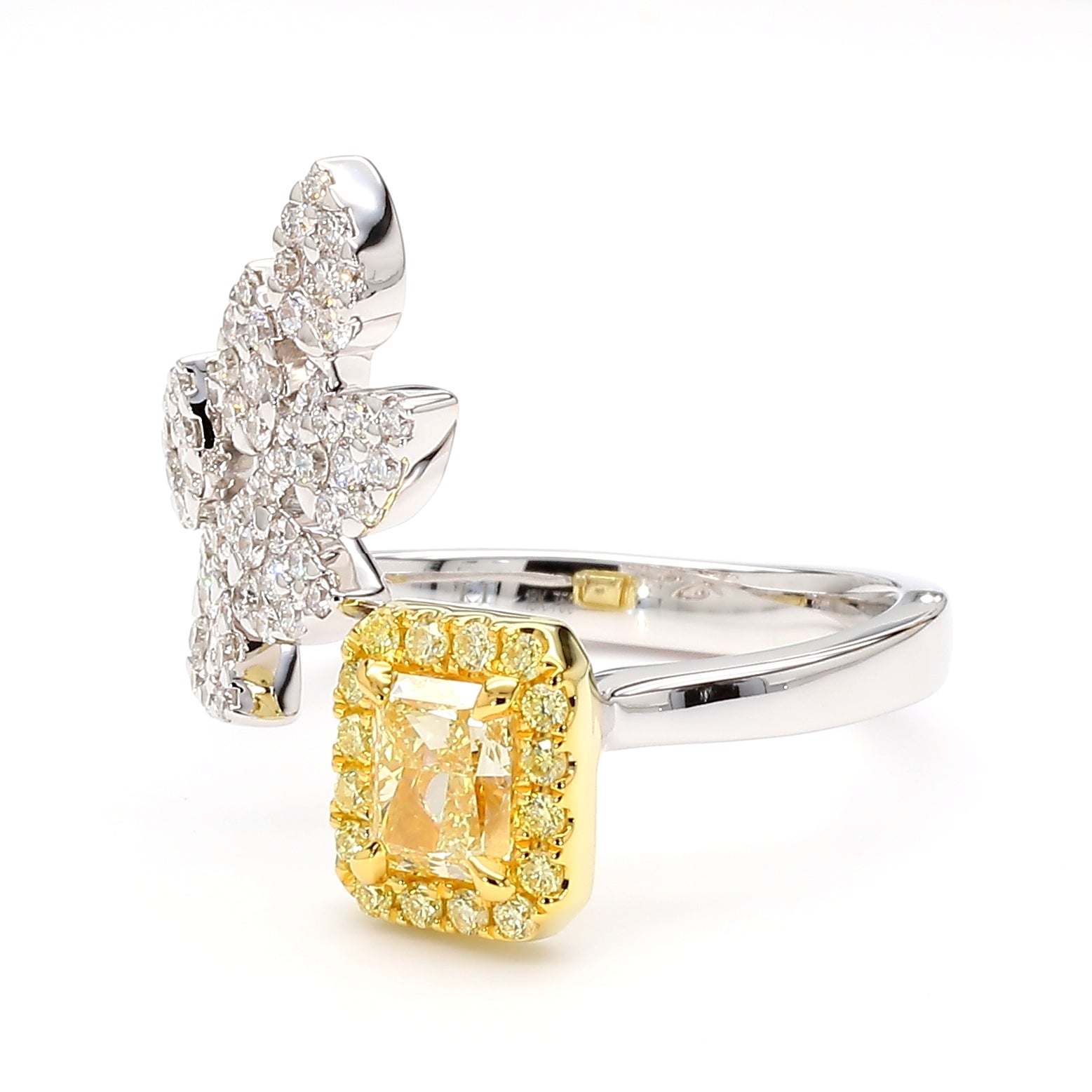Natural Yellow Radiant Diamond Ring Gia Certified
