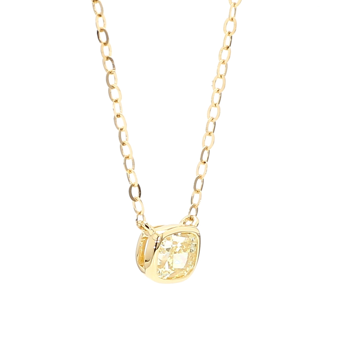 Natural Yellow Cushion Diamond Necklace