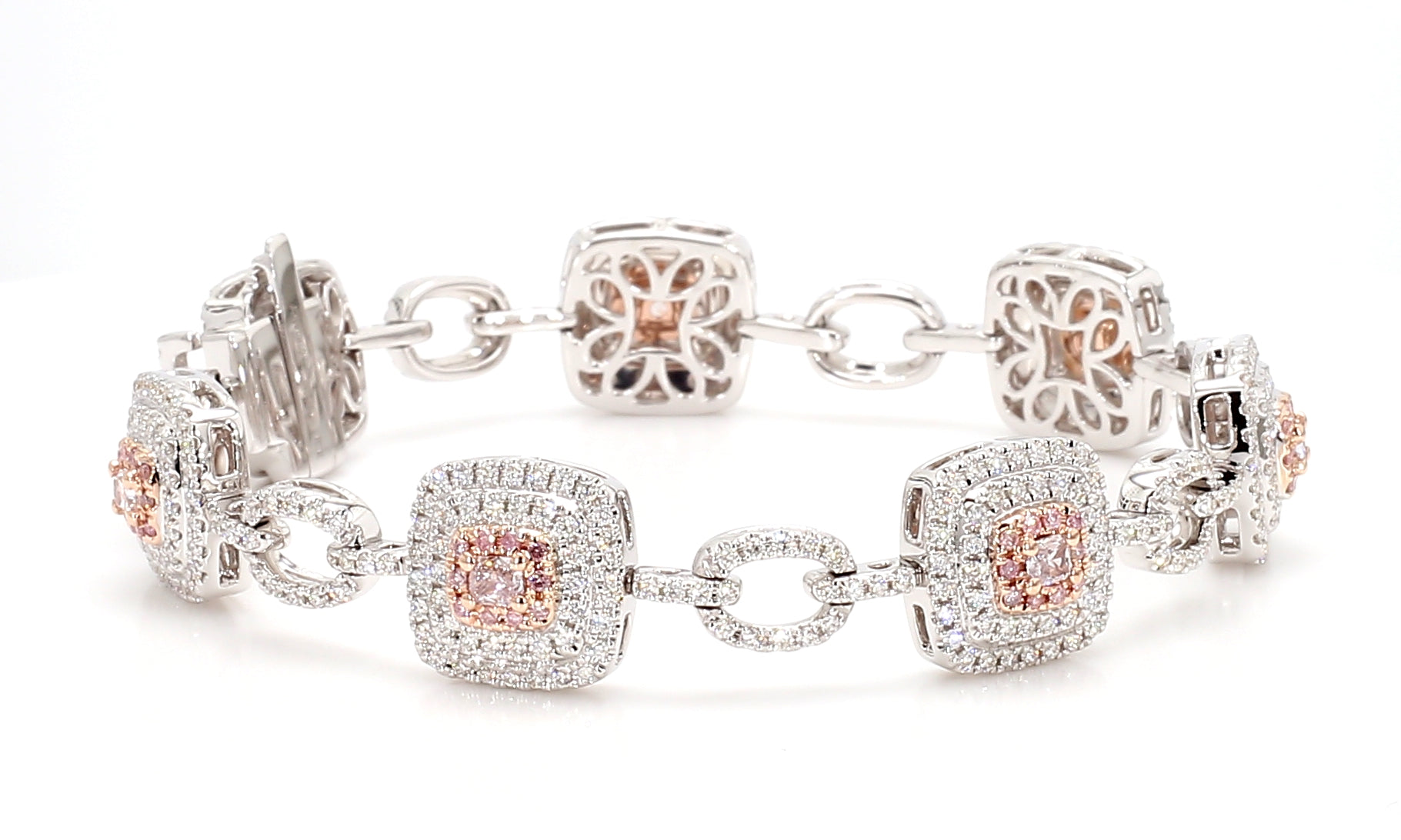 Natural Pink Cushion Diamond Bracelet Gia Certified