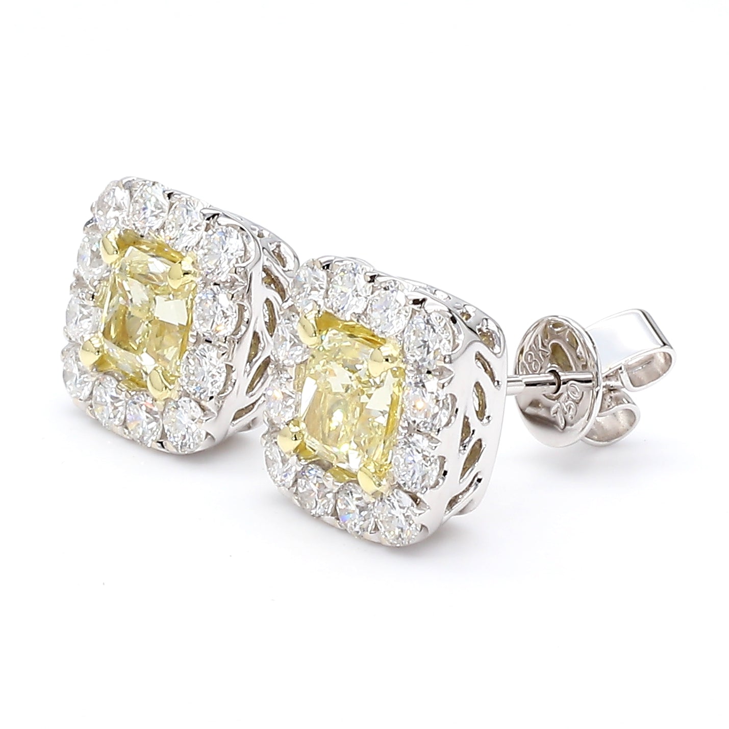 Natural Yellow Radiant Diamond Earring Gia Certified